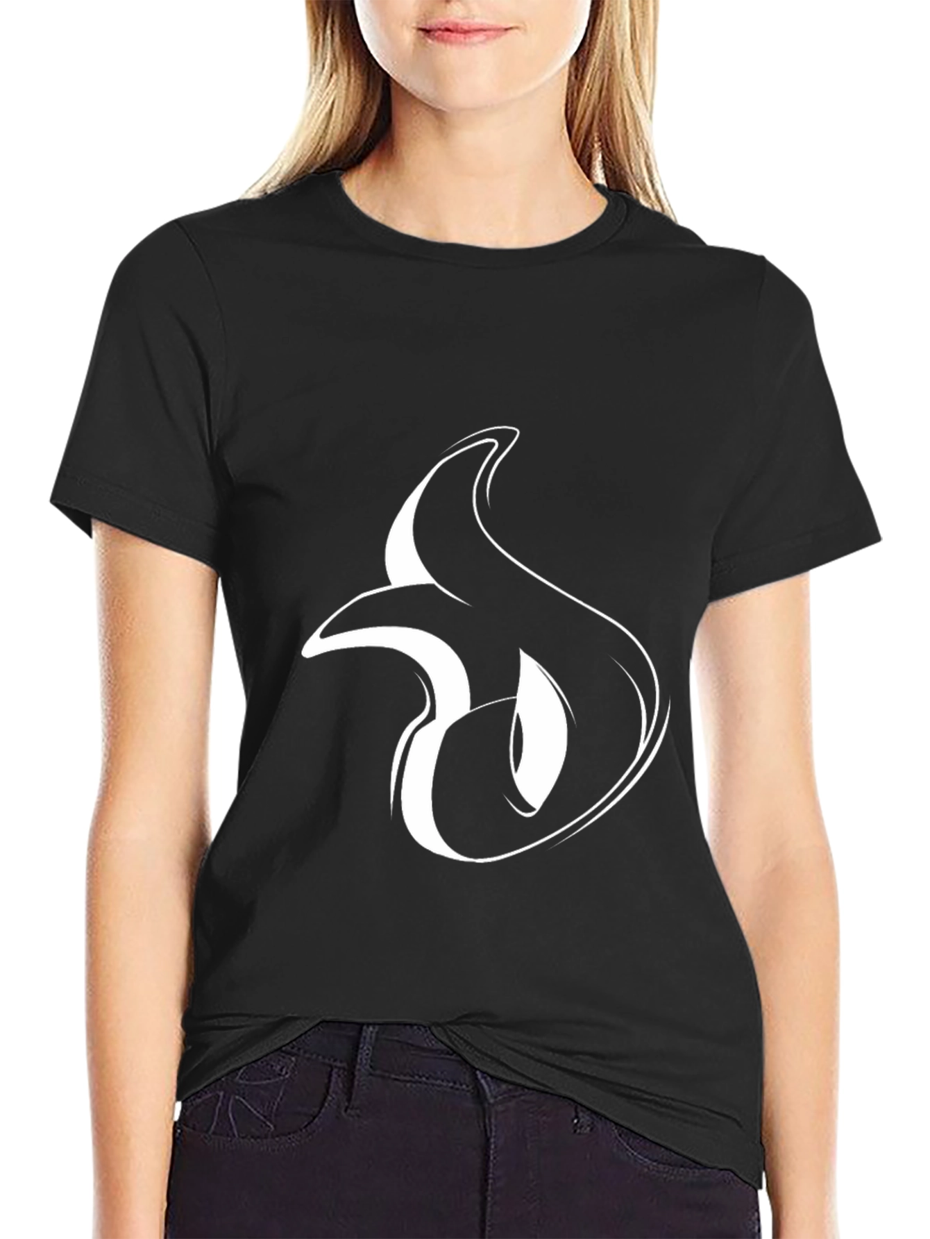 Black Stylish Black Tee with Abstract Graphic view 2
