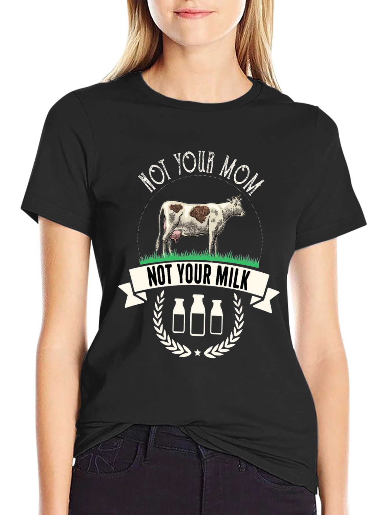 Black Not Your Mom Not Your Milk Novelty T-Shirt view 2