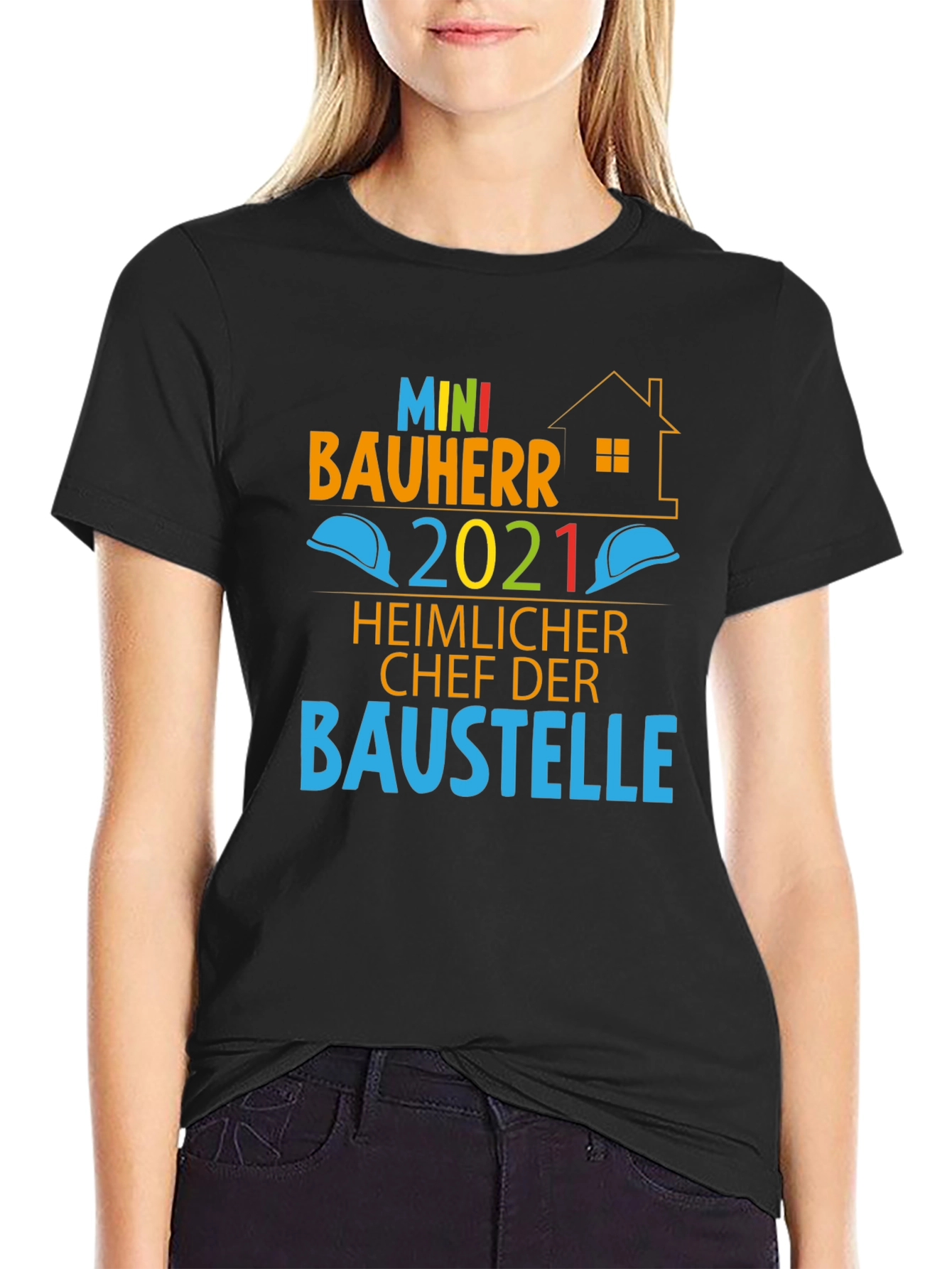 Black Mini Bauherr 2021 T-Shirt, Construction Boss Tee view 2