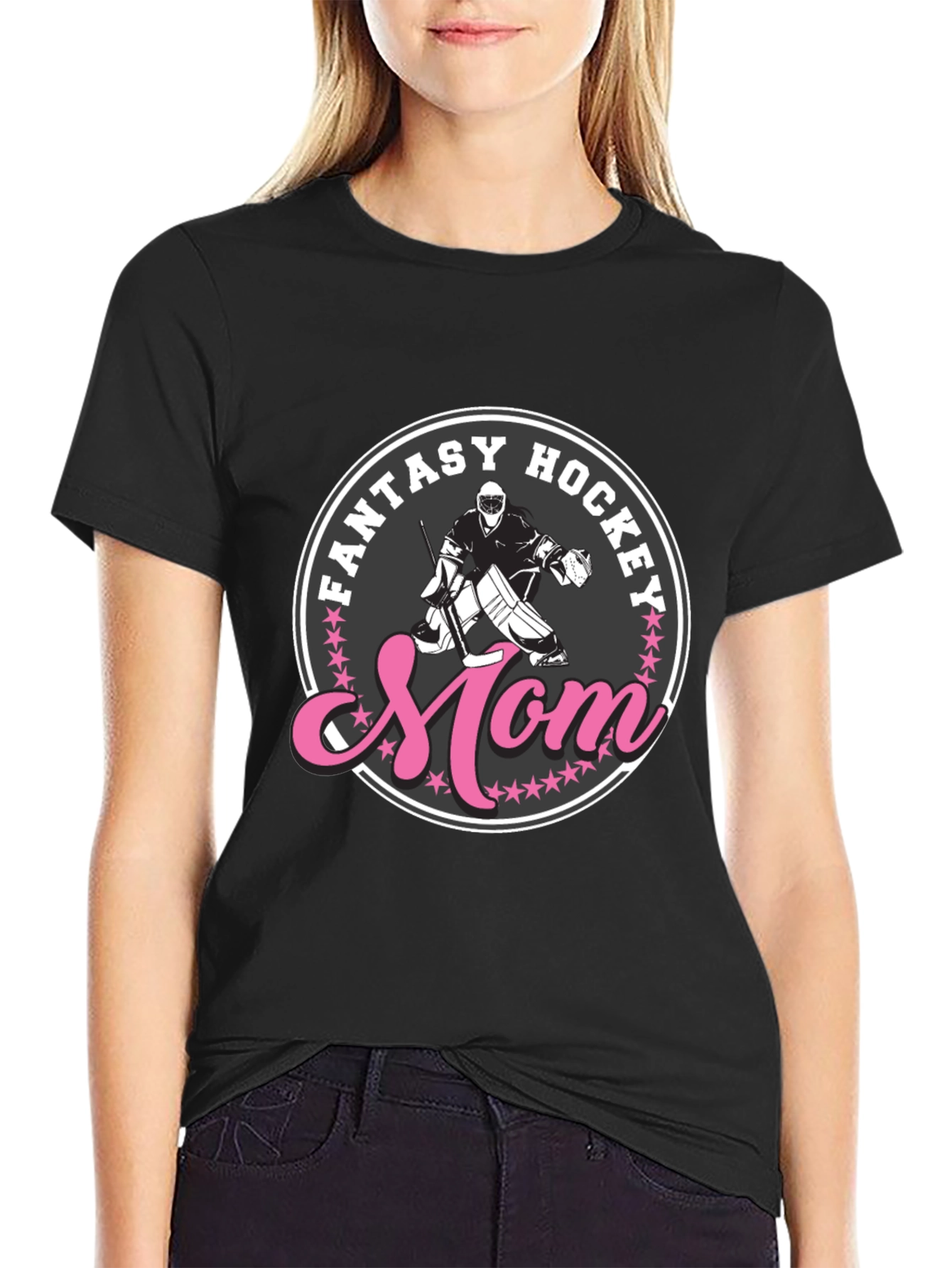 Black Fantasy Hockey Mom T-Shirt view 2