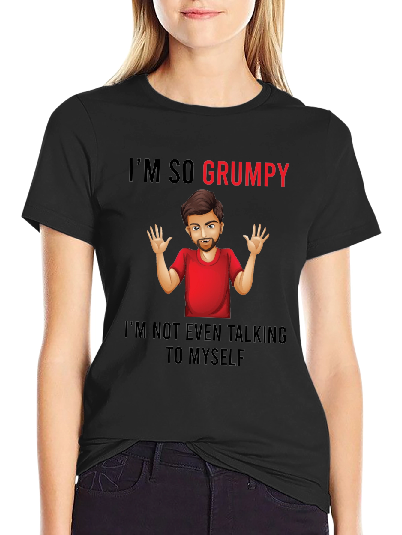 Black I'm So Grumpy Graphic Tee - Black view 2