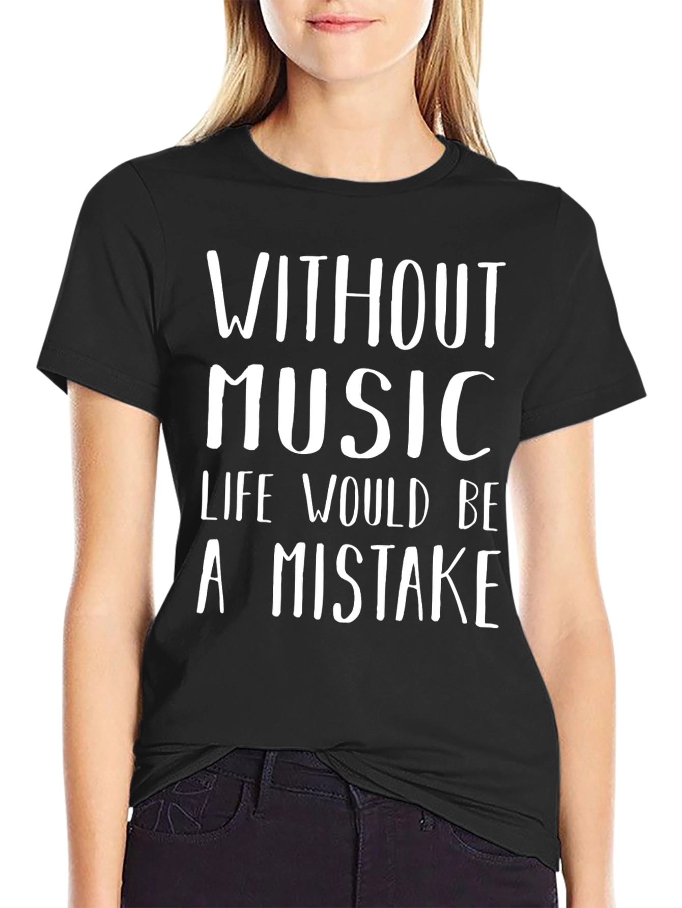 Black Without Music Black Graphic Tee view 2