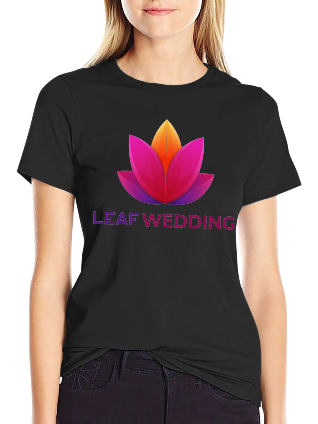 Black Leaf Wedding Graphic T-Shirt view 2