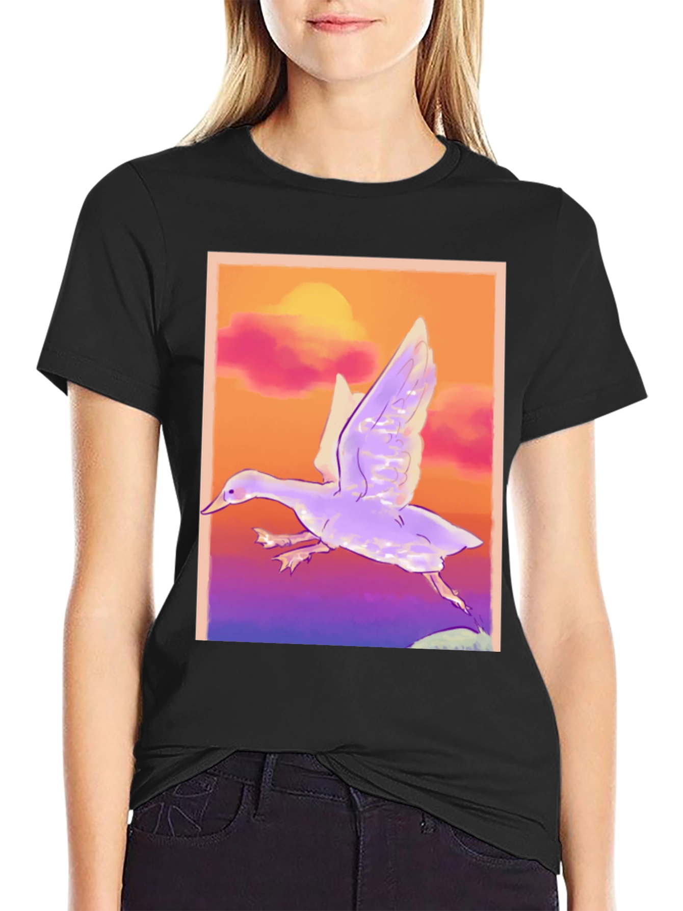 Black Flying Duck Graphic T-Shirt view 2