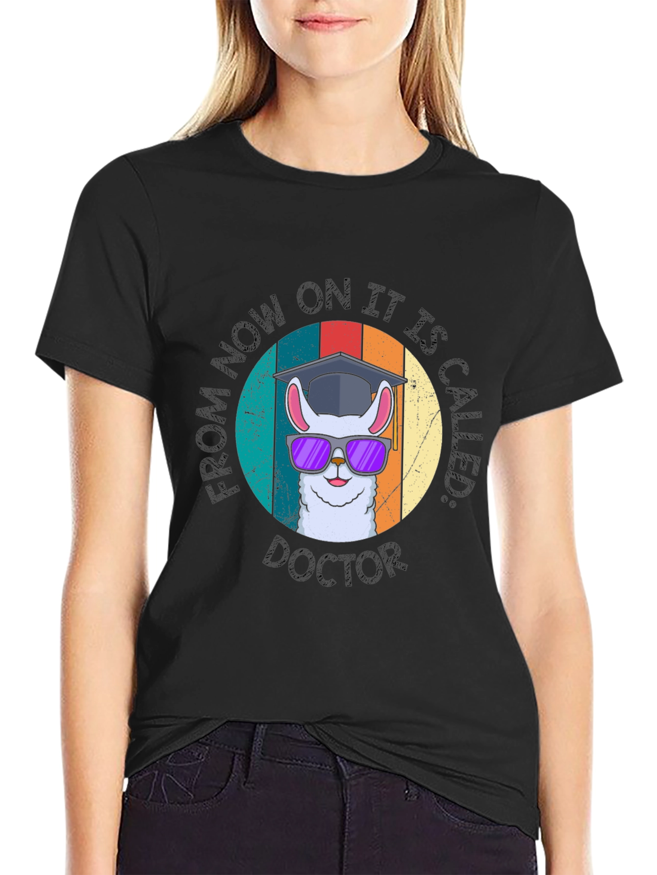 Black Llama Doctor Graduation T-Shirt view 2