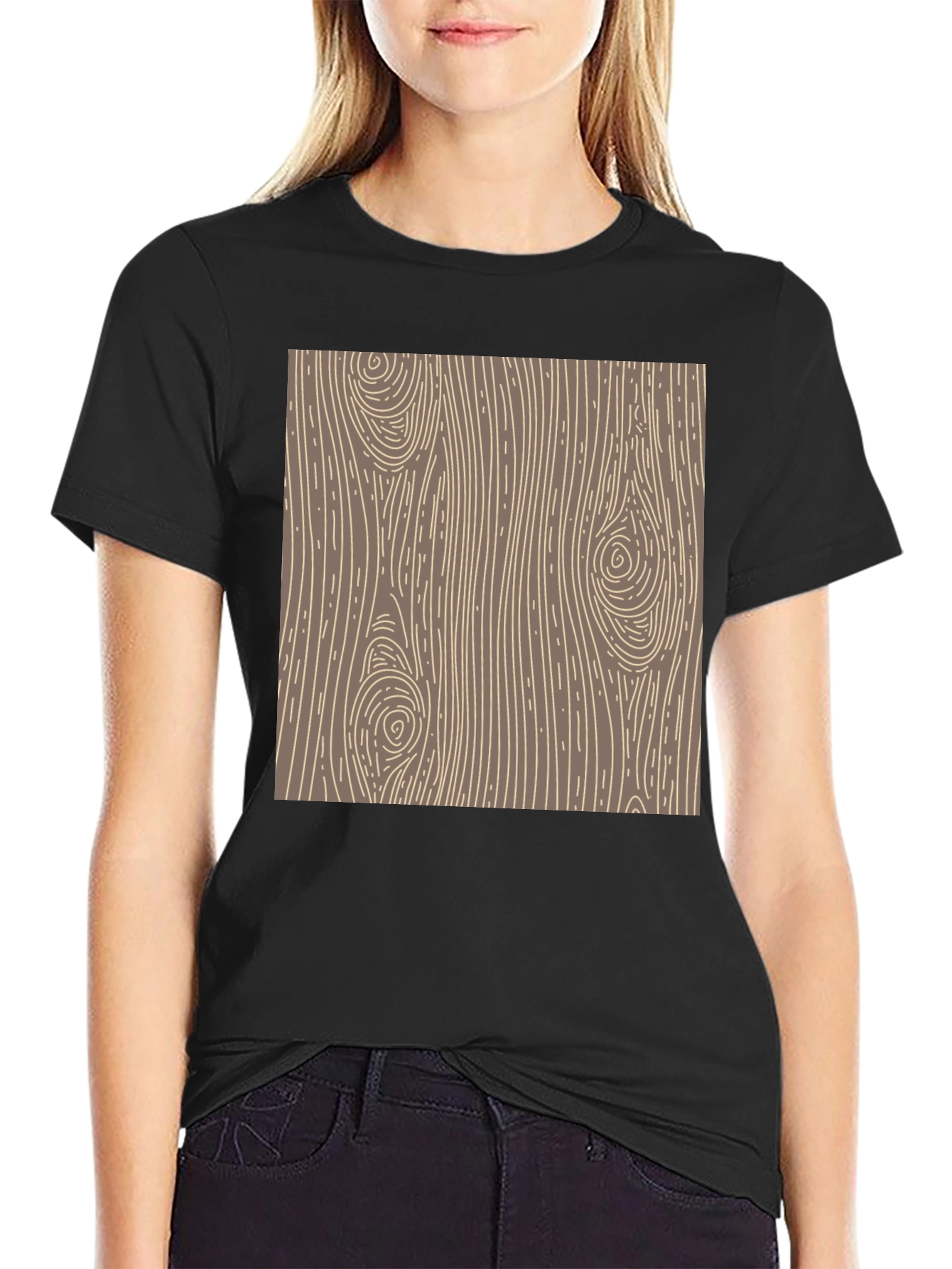 Black Wood Grain Graphic Tee - Classic Style view 2