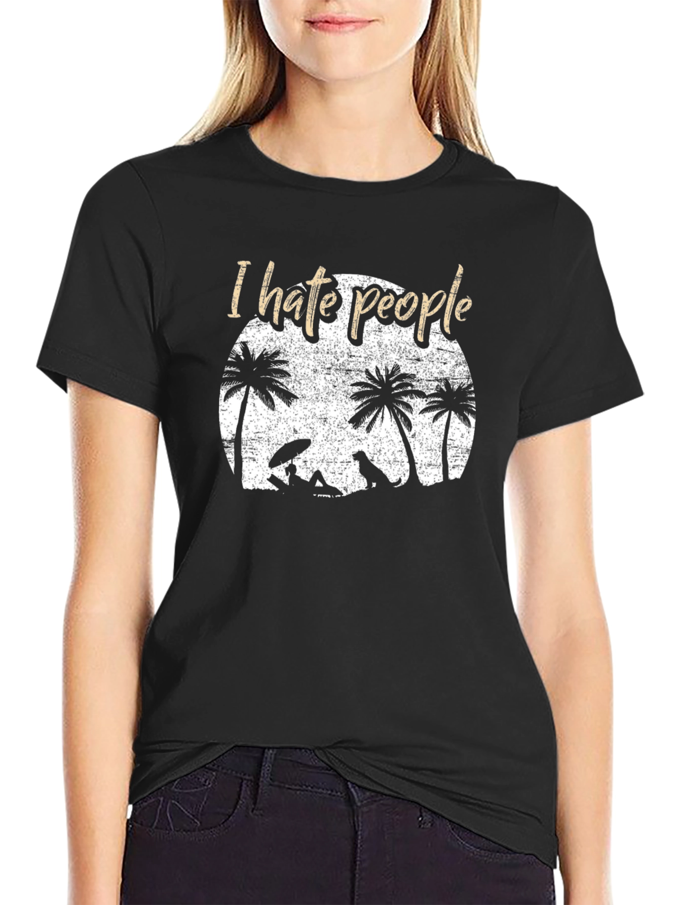 Black I Hate People Beach Graphic Tee view 2