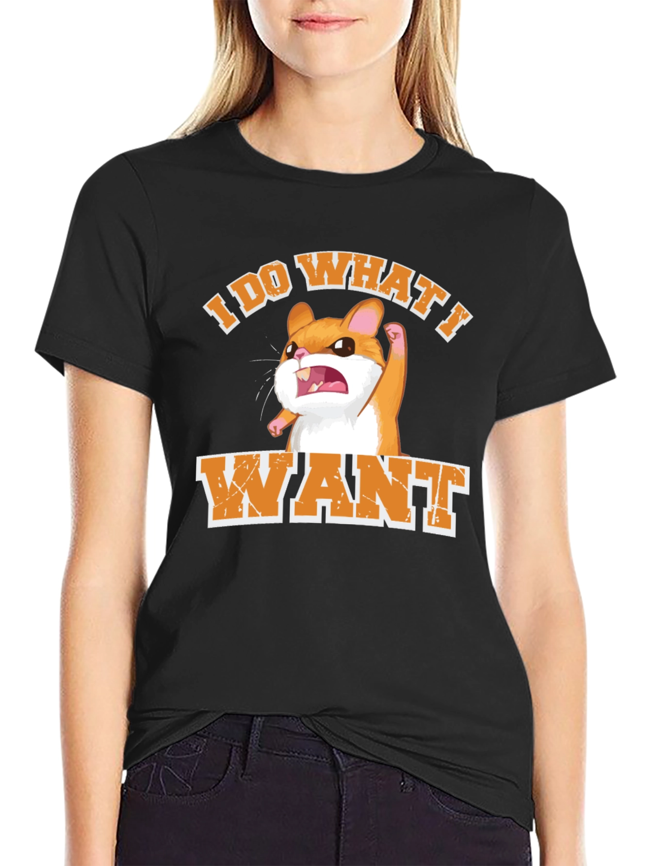 Black I Do What I Want Hamster Graphic T-Shirt view 2