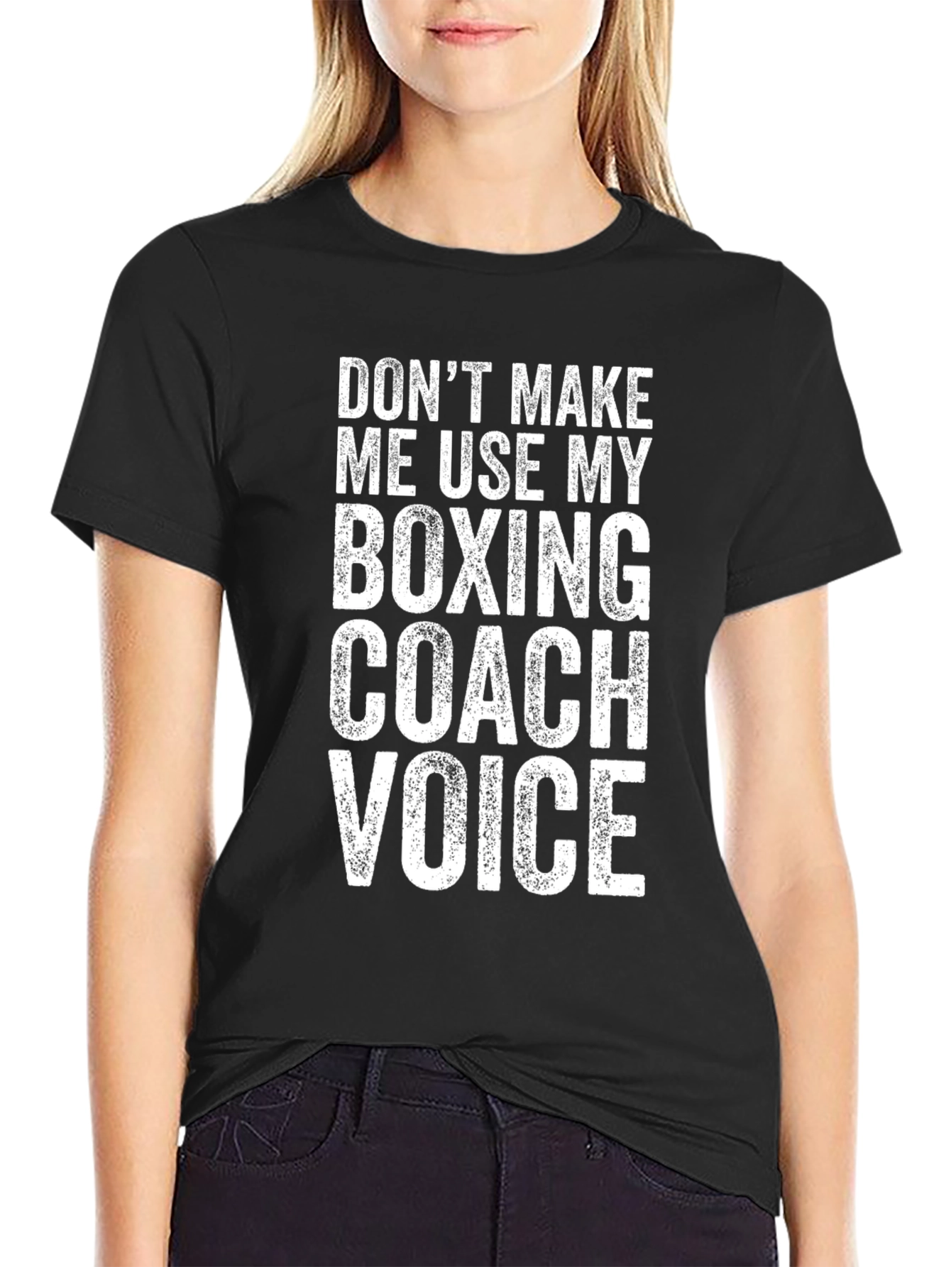 Black Boxing Coach Voice Funny T-Shirt view 2