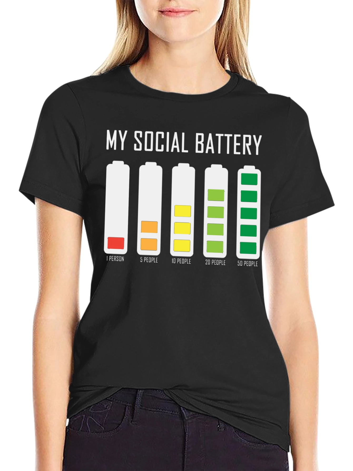 Black Social Battery Graphic T-Shirt view 2