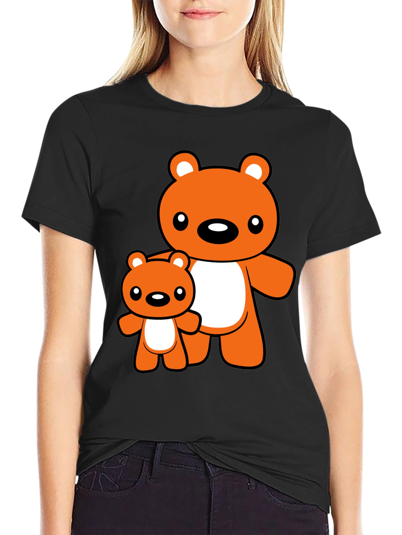 Black Cute Bear Graphic Tee - Black T-Shirt view 2