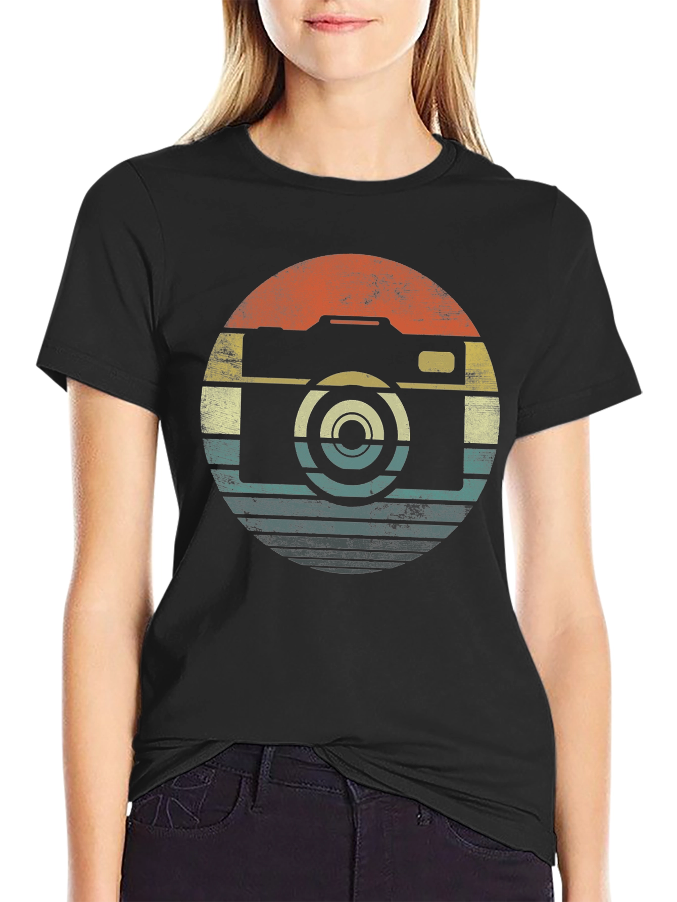 Black Retro Camera Graphic T-Shirt - Black view 2