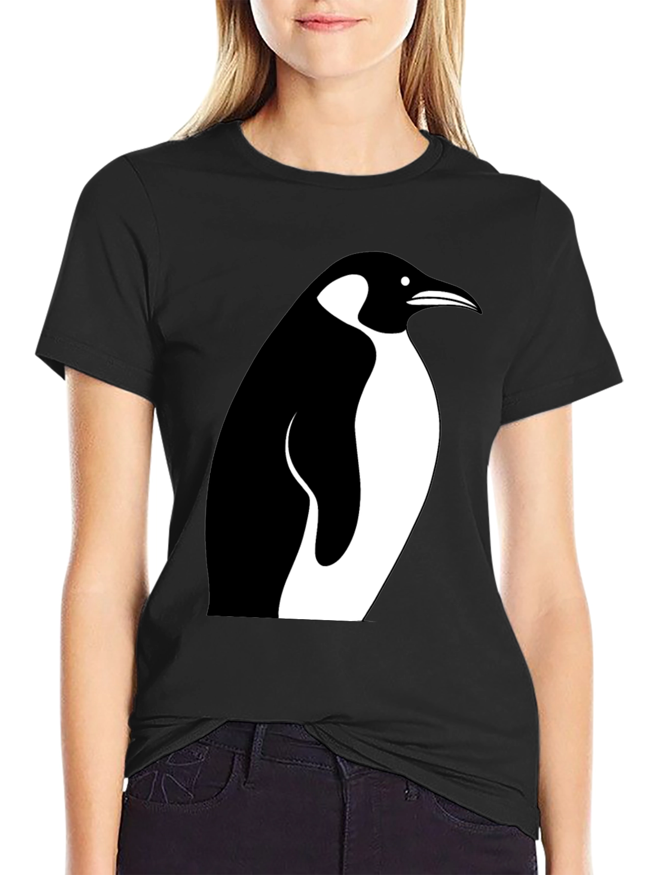 Black Penguin Graphic Tee - Stylish Black Cotton T-Shirt view 2