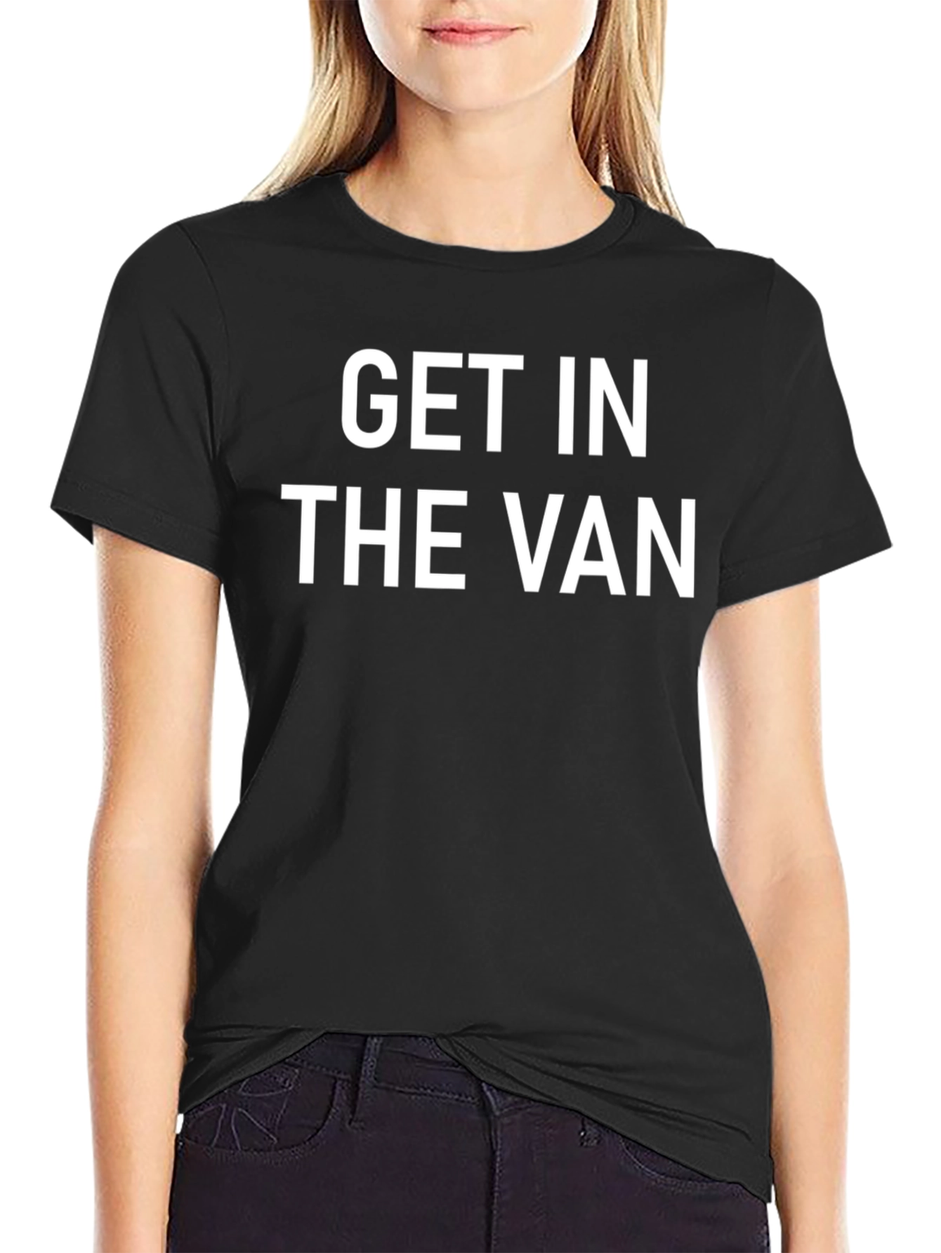 Black Get In The Van Graphic Tee - Funny Slogan T-Shirt view 2