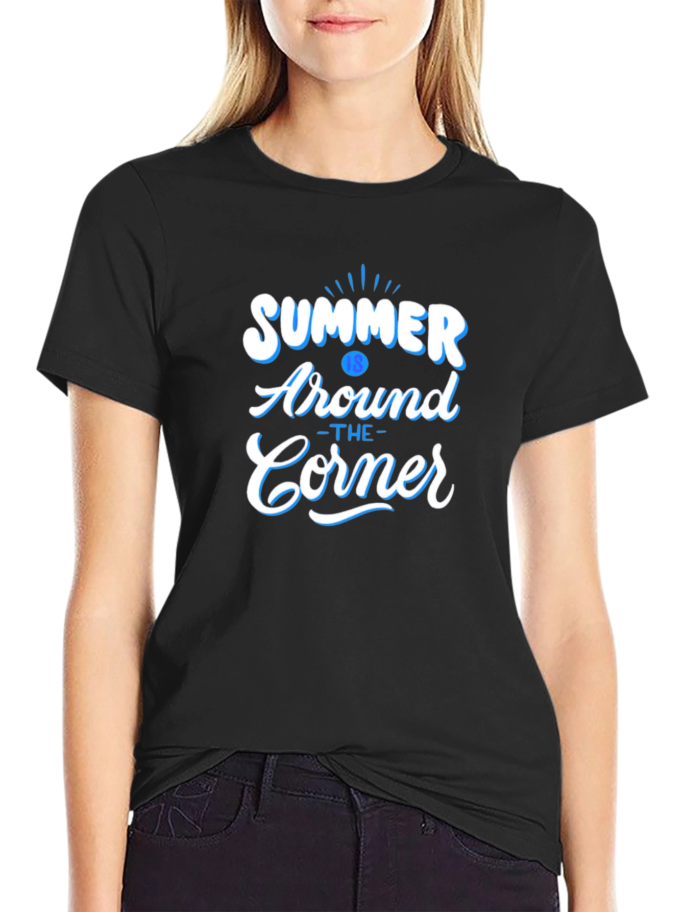 Black Summer Around The Corner Black Graphic T-Shirt view 2