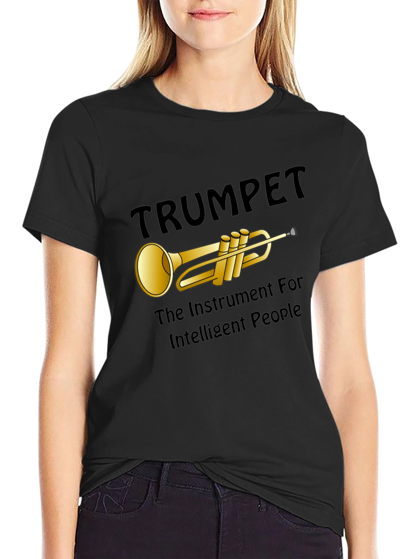 Black Trumpet Instrument Graphic T-Shirt view 2