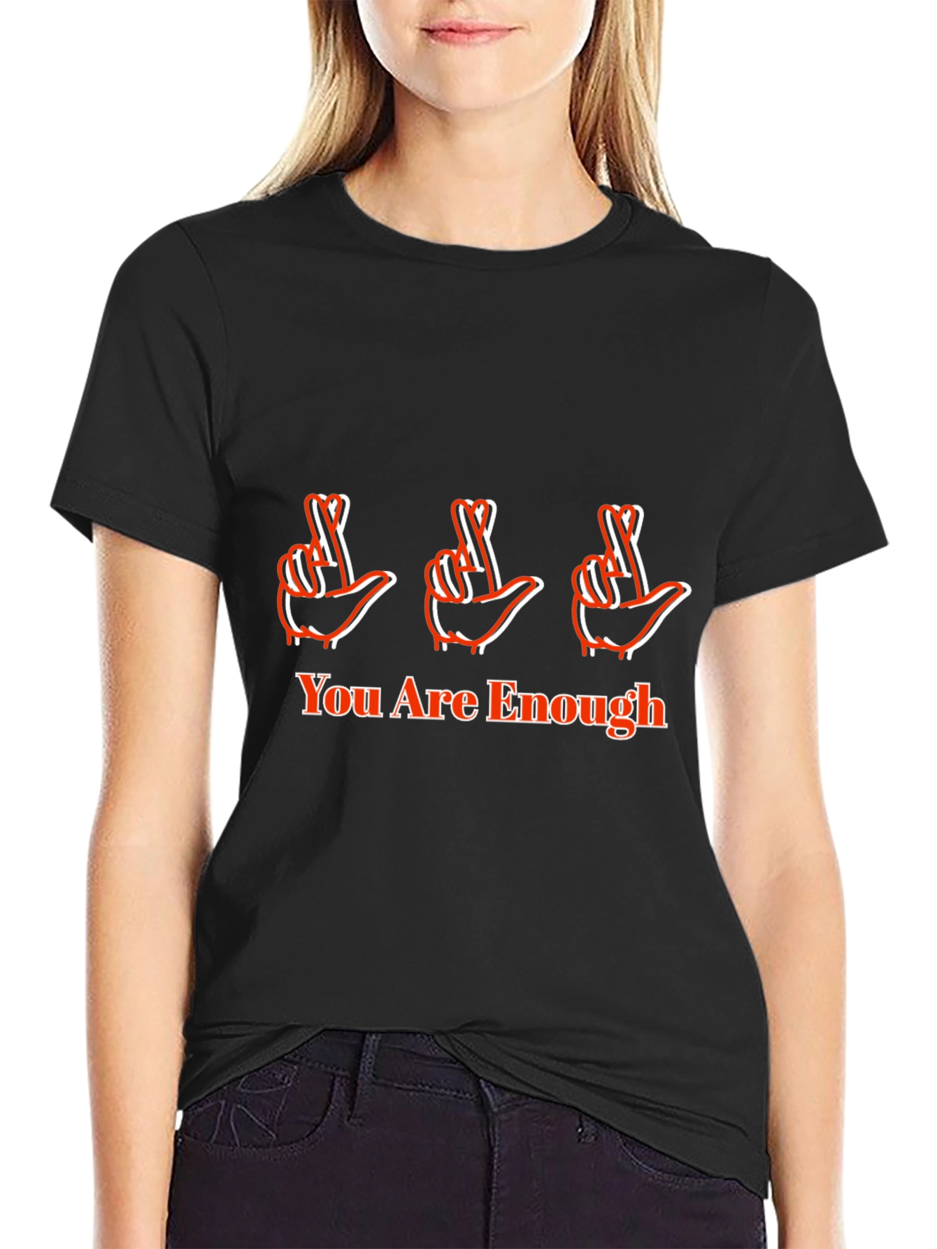 Black You Are Enough Graphic Tee view 2