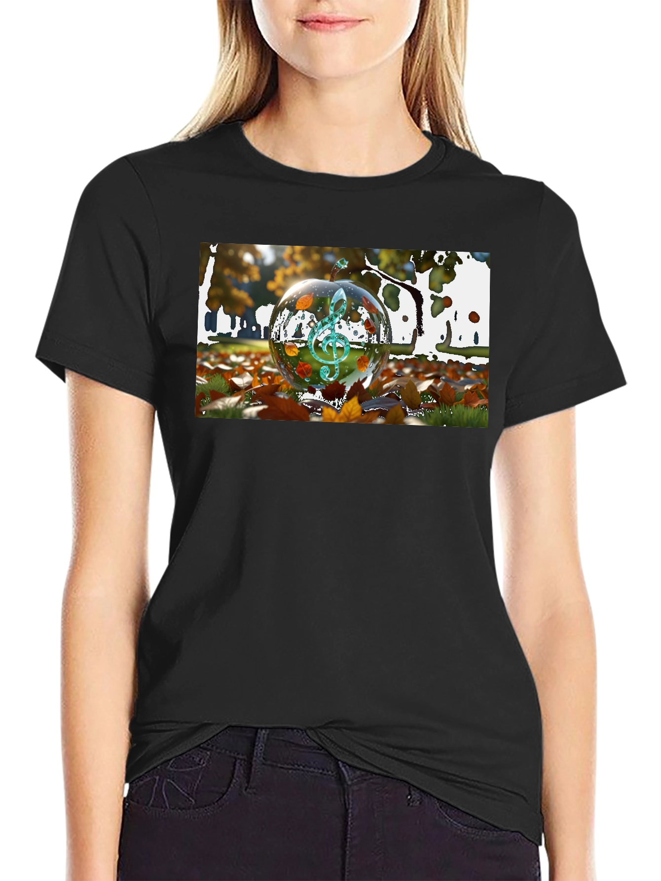 Black Musical Autumn T-Shirt - Unique Fall Design view 2