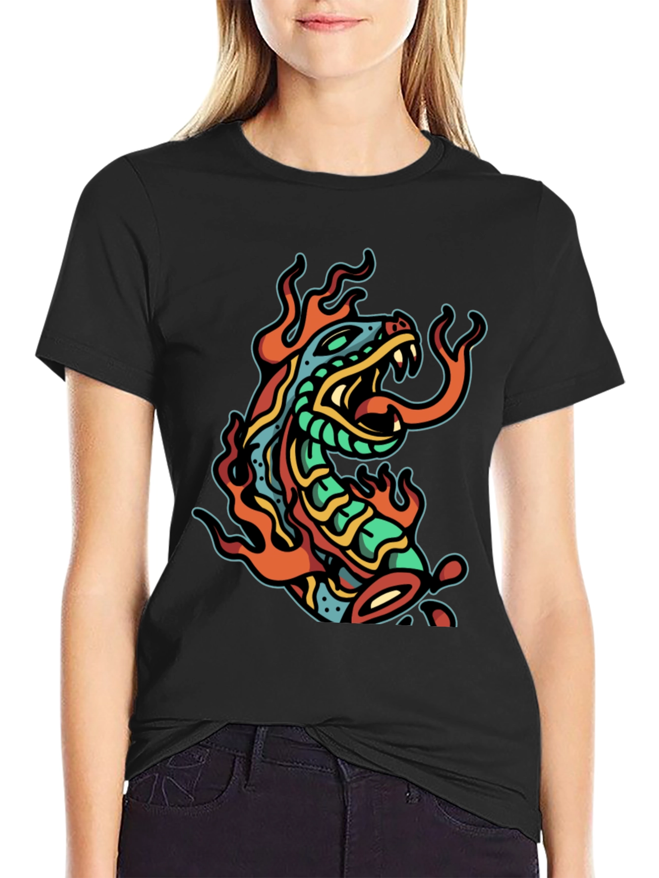 Black Snake Fire Graphic Tee view 2