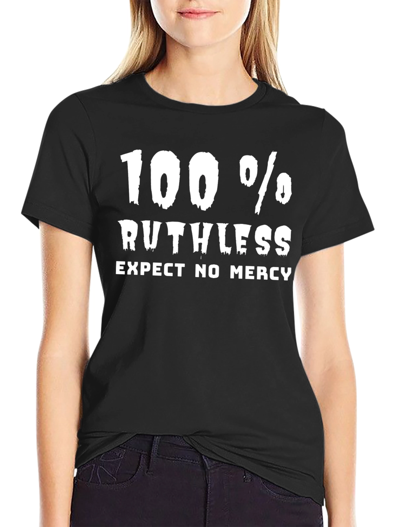 Black Ruthless Expect No Mercy Graphic Tee view 2