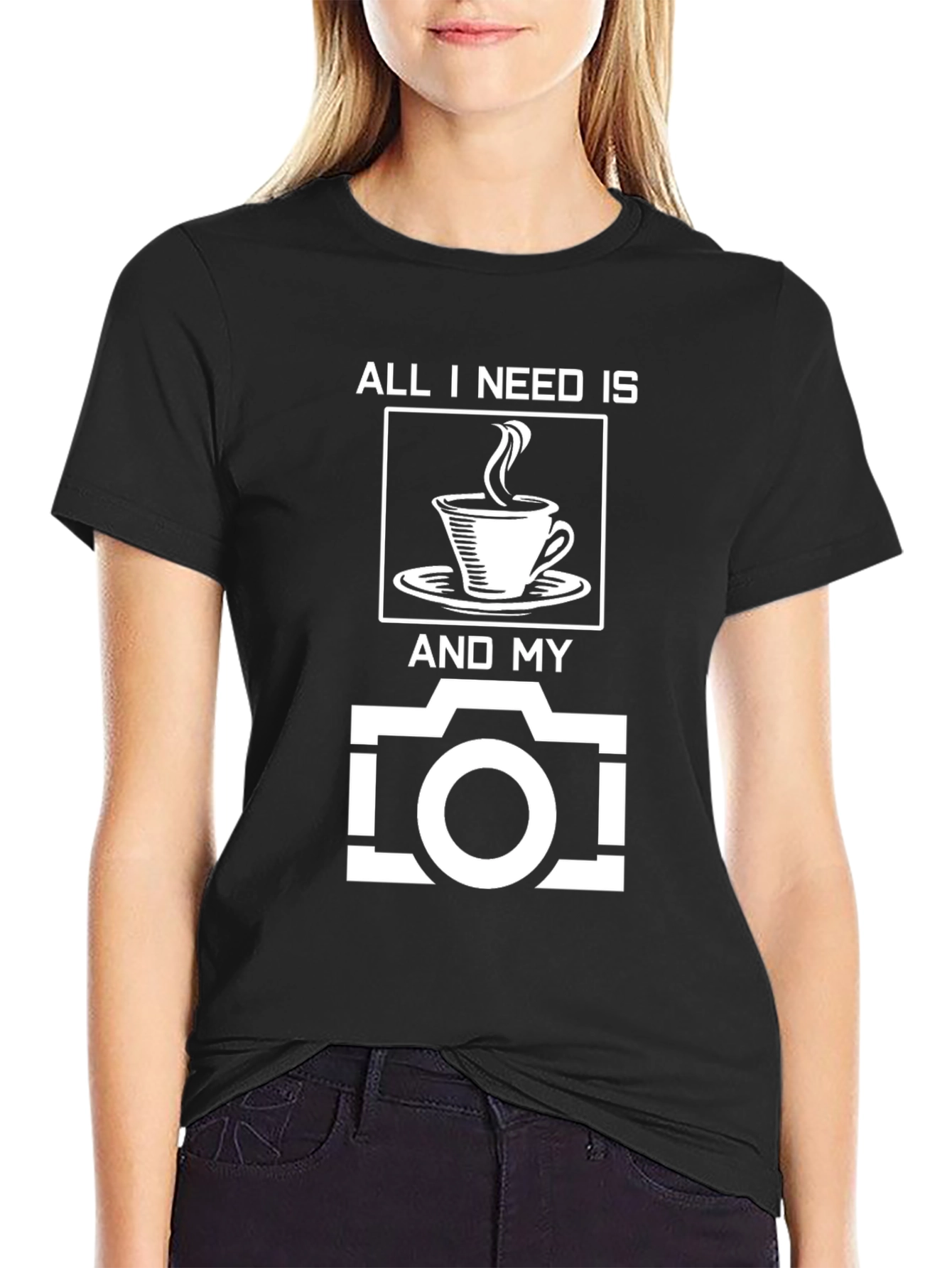 Black Coffee & Camera Black Graphic Tee view 2