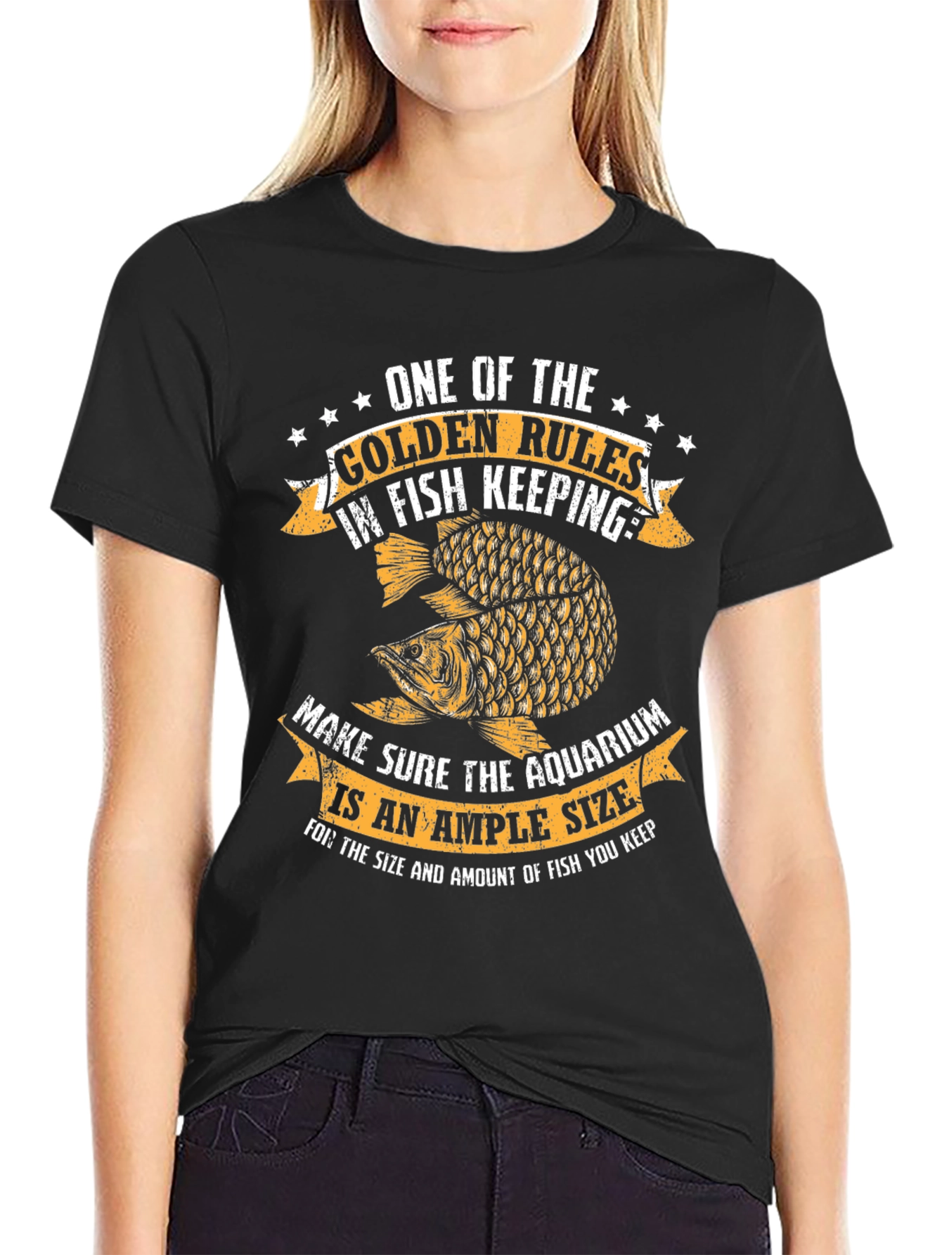 Black Golden Rules Fish Keeping T-Shirt view 2