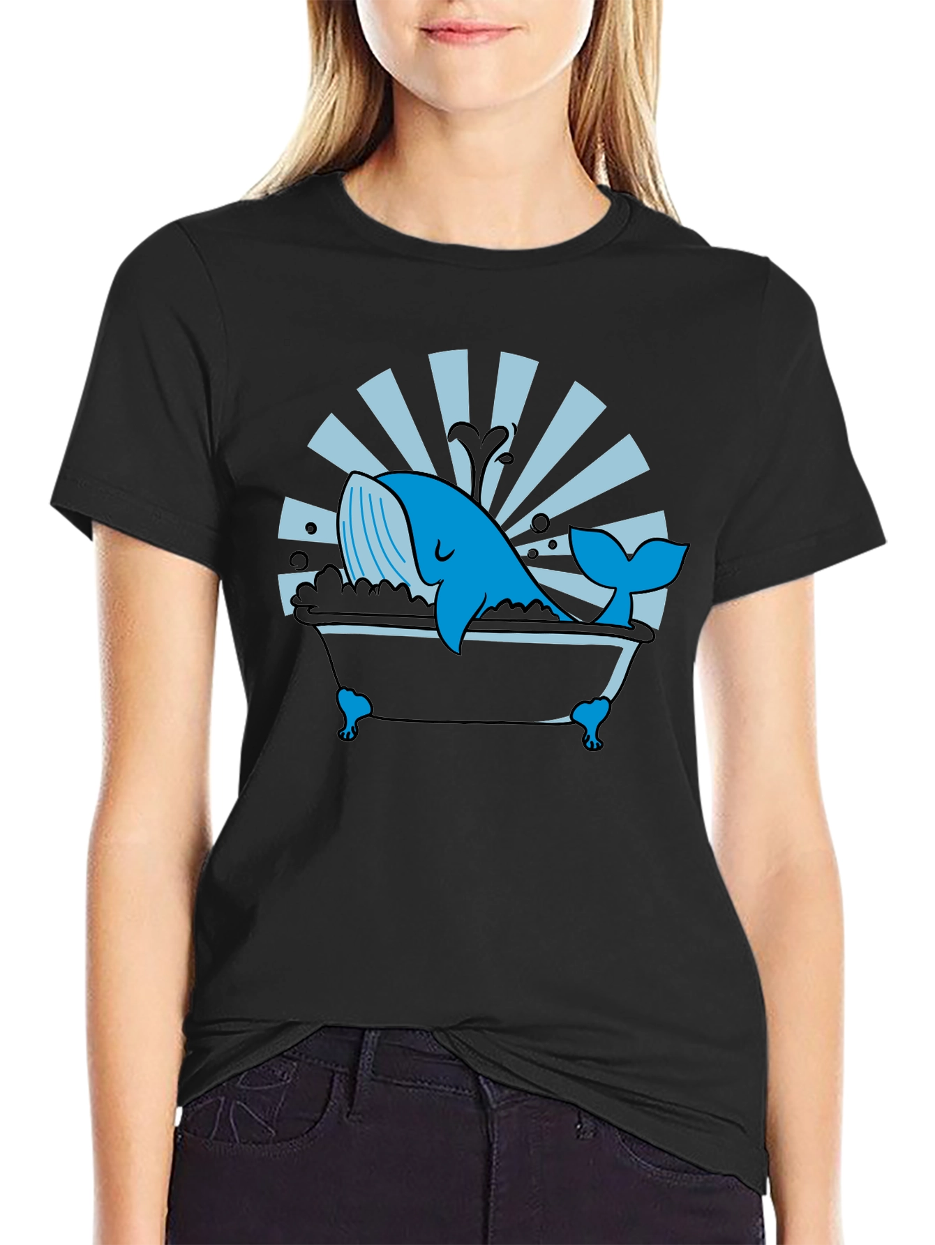 Black Whale in Tub T-Shirt view 2