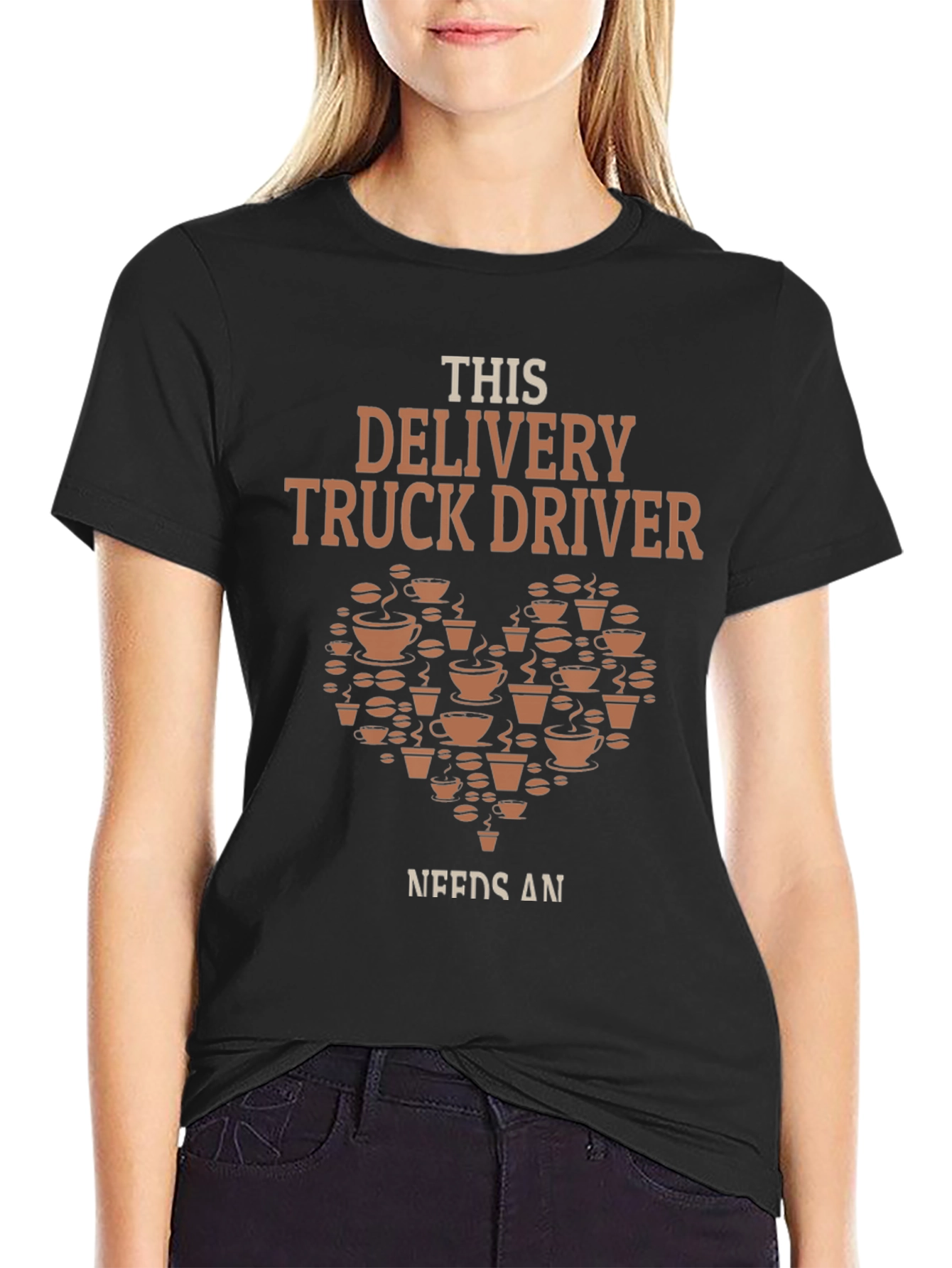 Black Delivery Truck Driver Coffee Lover Graphic T-Shirt view 2