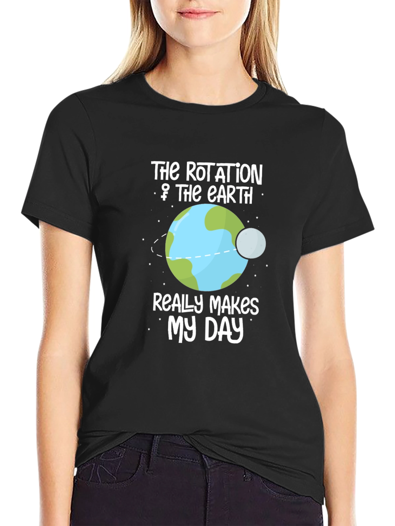 Black Rotation of Earth Graphic T-Shirt view 2