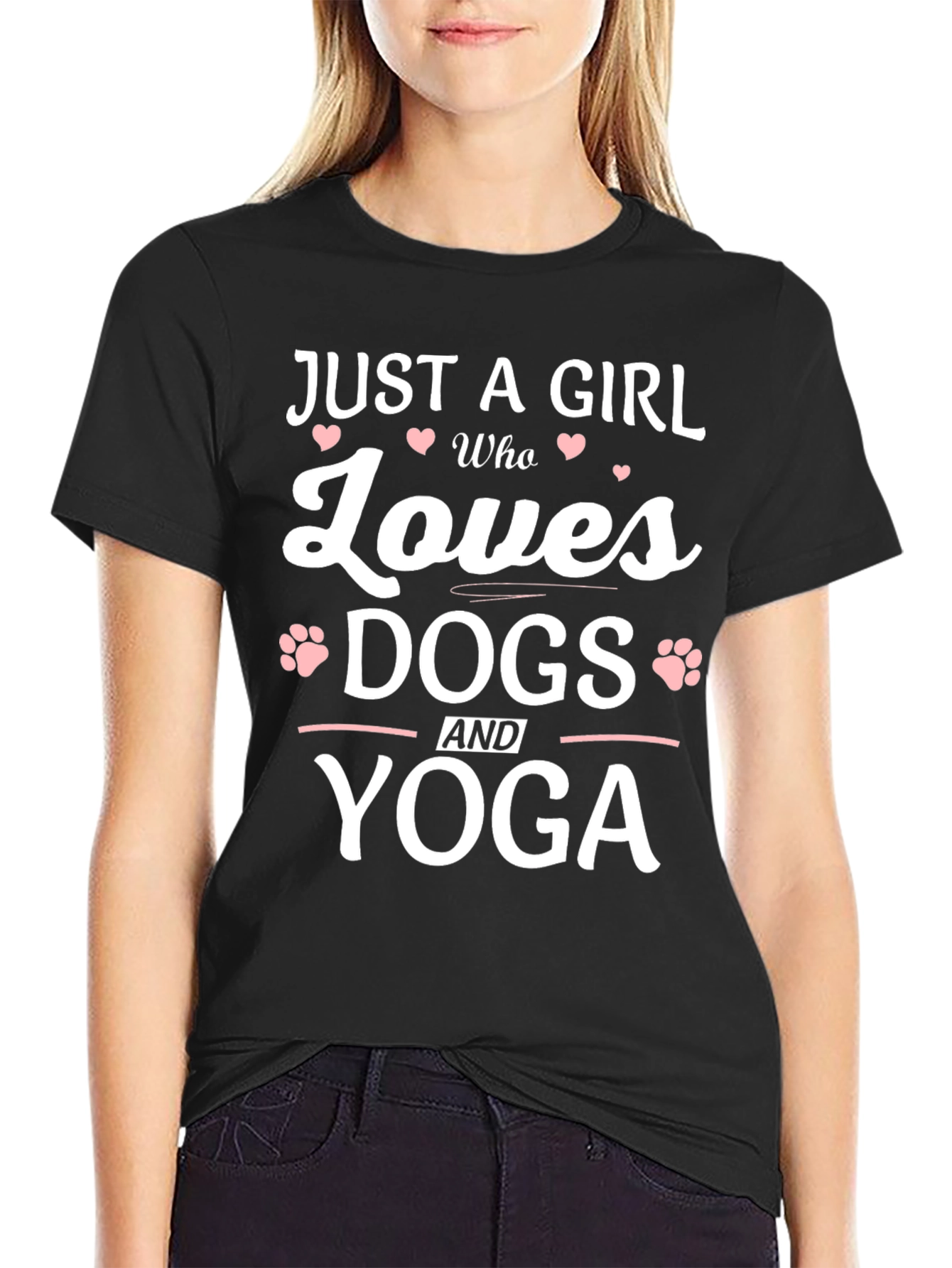Black Just a Girl Who Loves Dogs and Yoga T-Shirt view 2