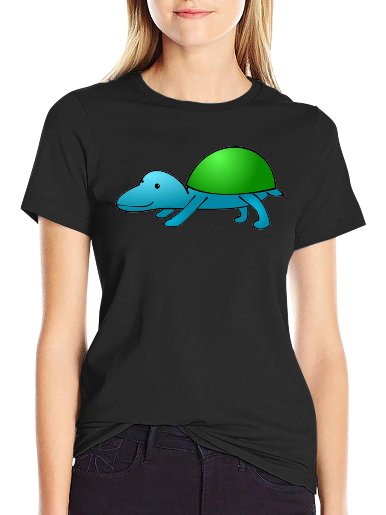 Black Blue Turtle Graphic Tee - Fun Casual Wear view 2