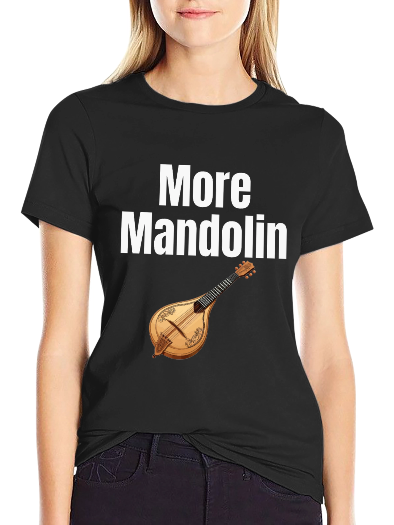 Black More Mandolin T-Shirt: Music Lover's Tee view 2