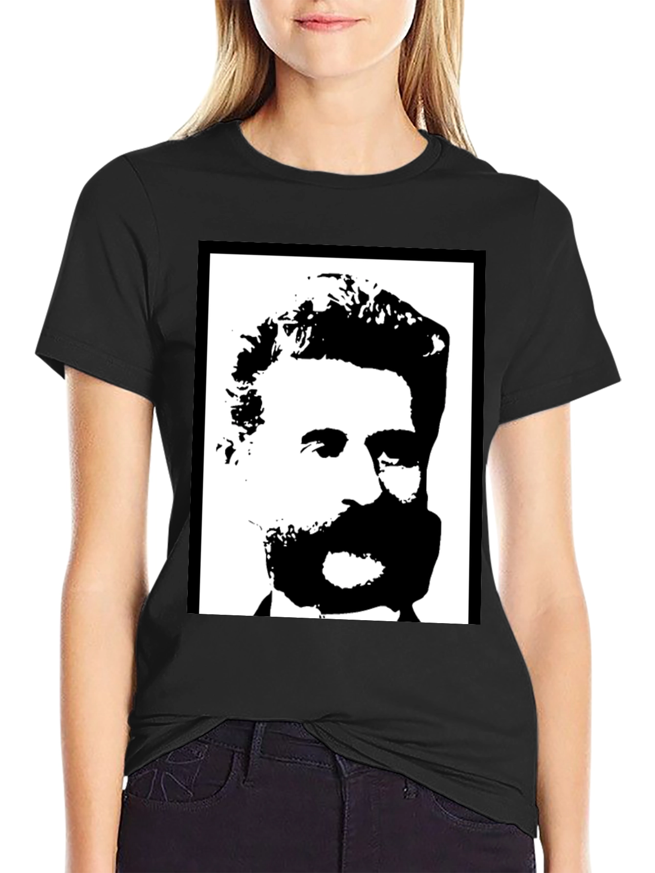 Black Bold Black & White Portrait Graphic Tee view 2