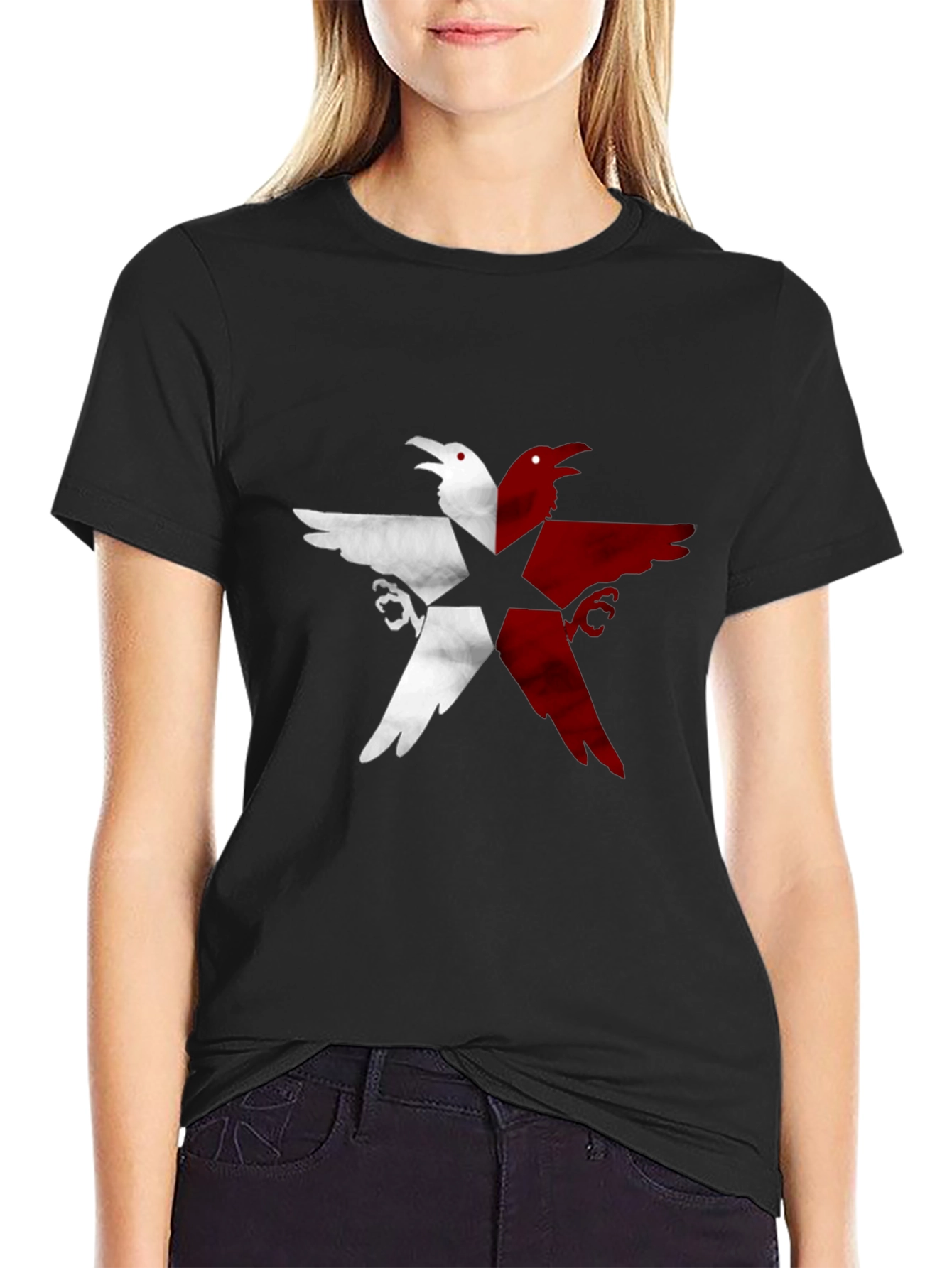 Raven Star Graphic Tee - Unisex Black T-Shirt - 2