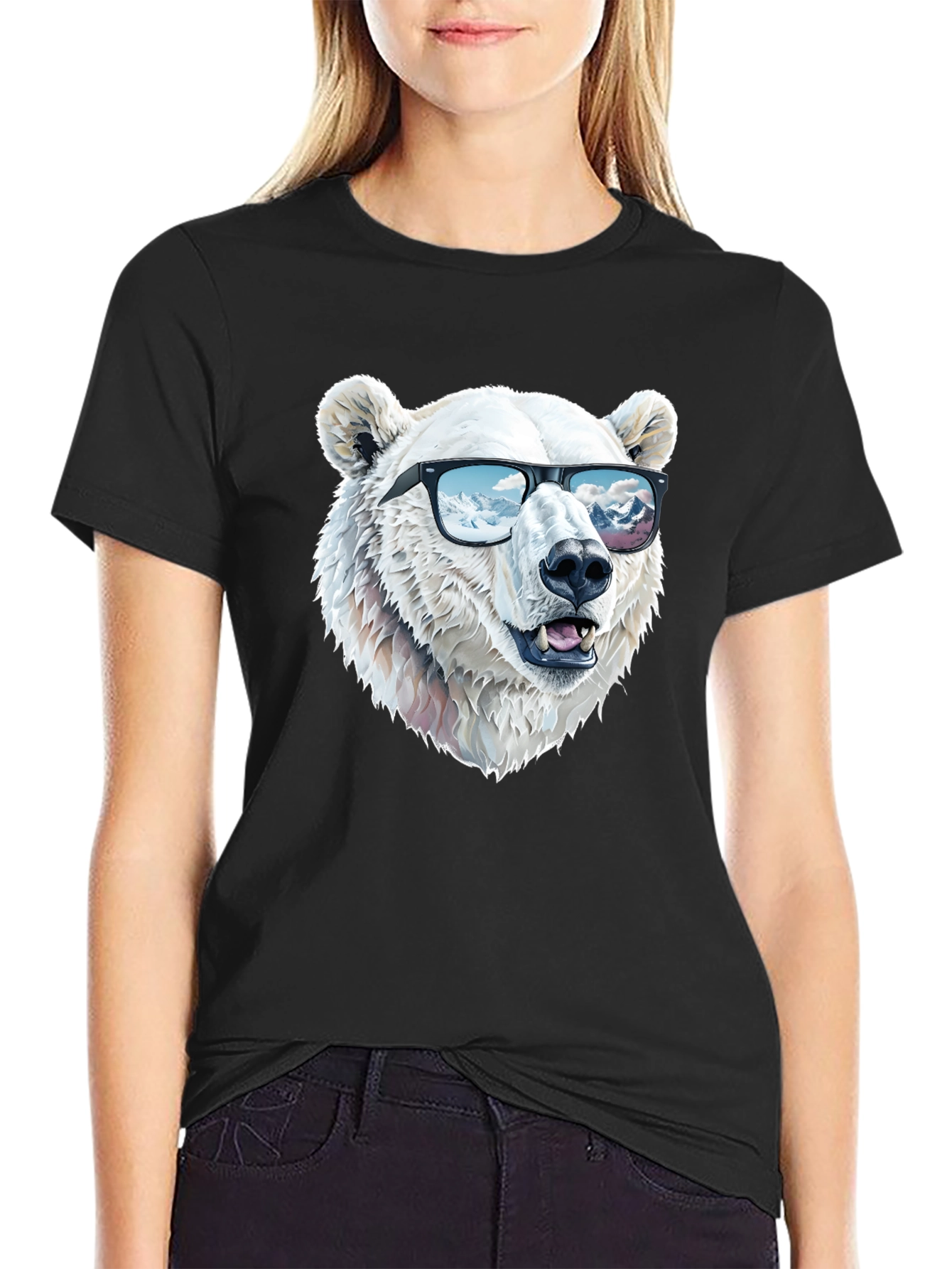 Black Cool Polar Bear T-Shirt view 2