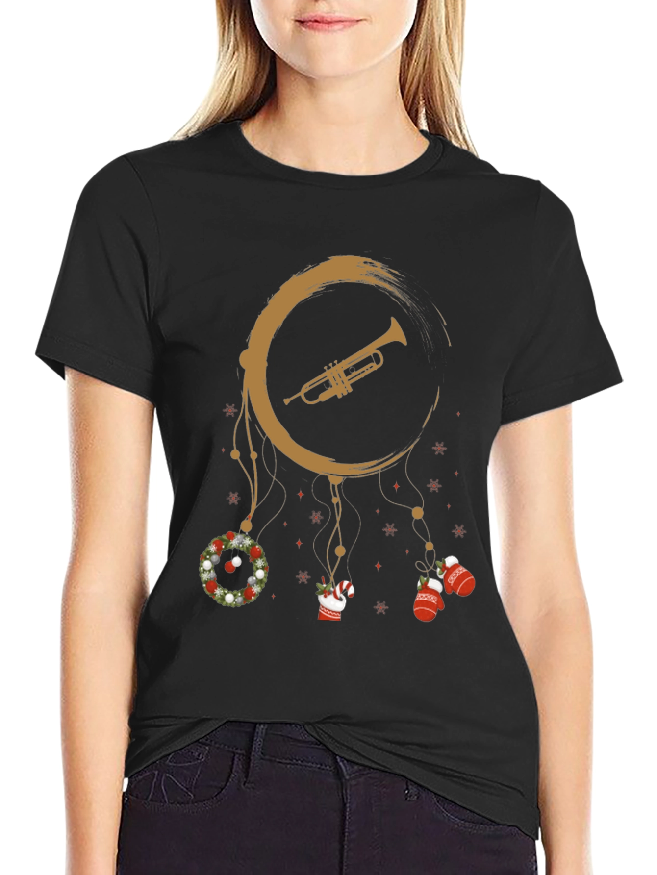 Black Festive Trumpet Dreamcatcher T-Shirt view 2