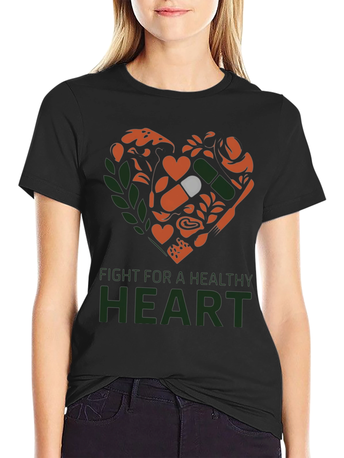 Black Healthy Heart T-Shirt view 2