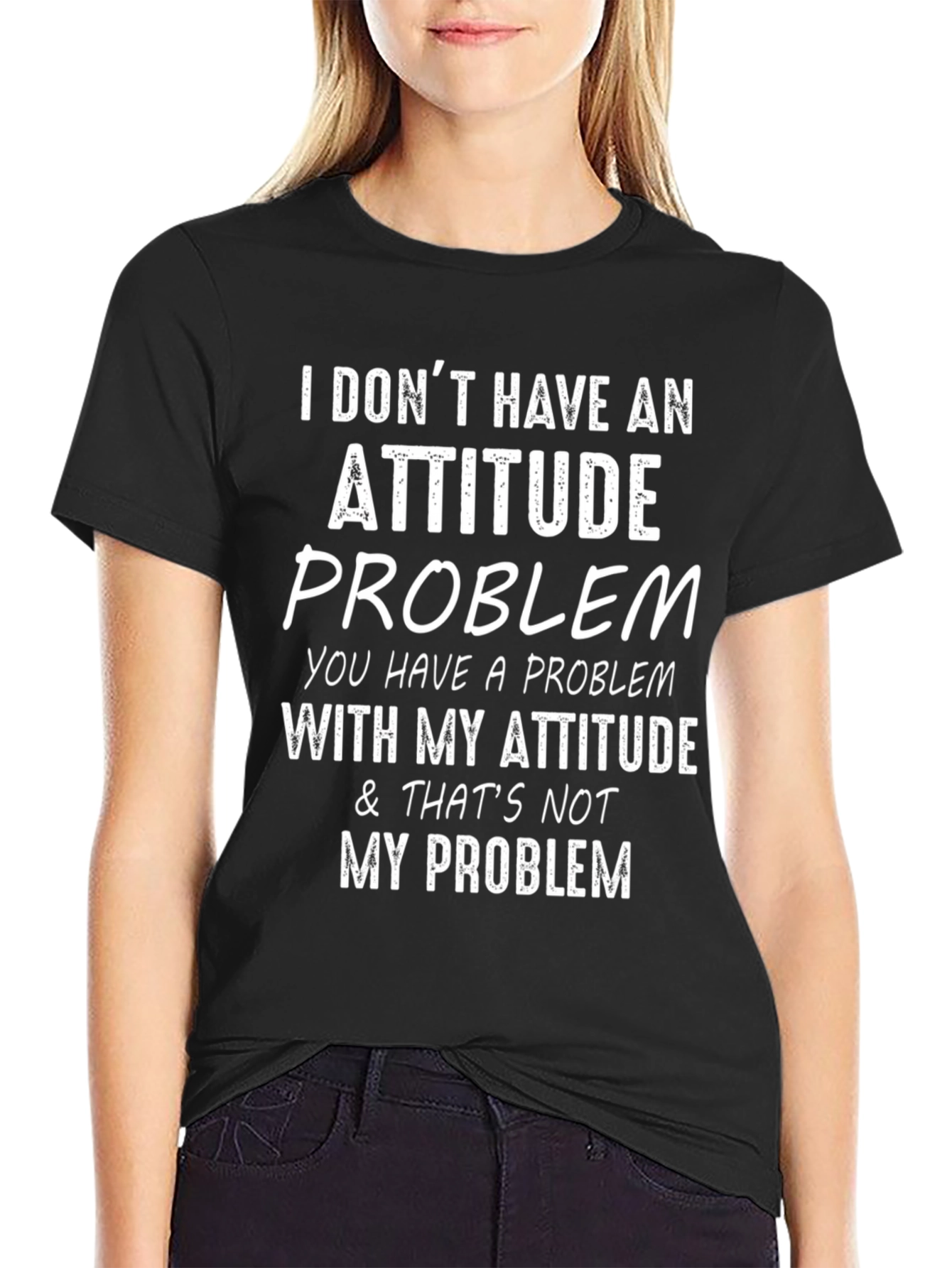 Black Attitude Problem Graphic Tee - Sarcastic Humor T-Shirt view 2