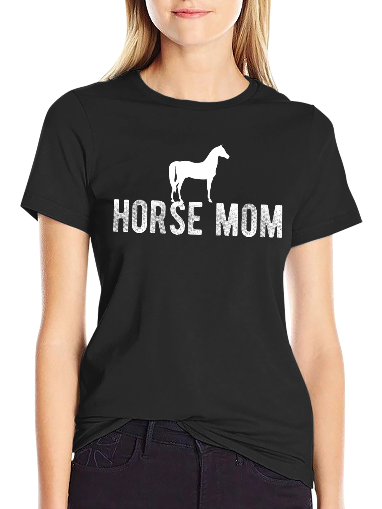 Black Horse Mom T-Shirt - Black Graphic Tee view 2