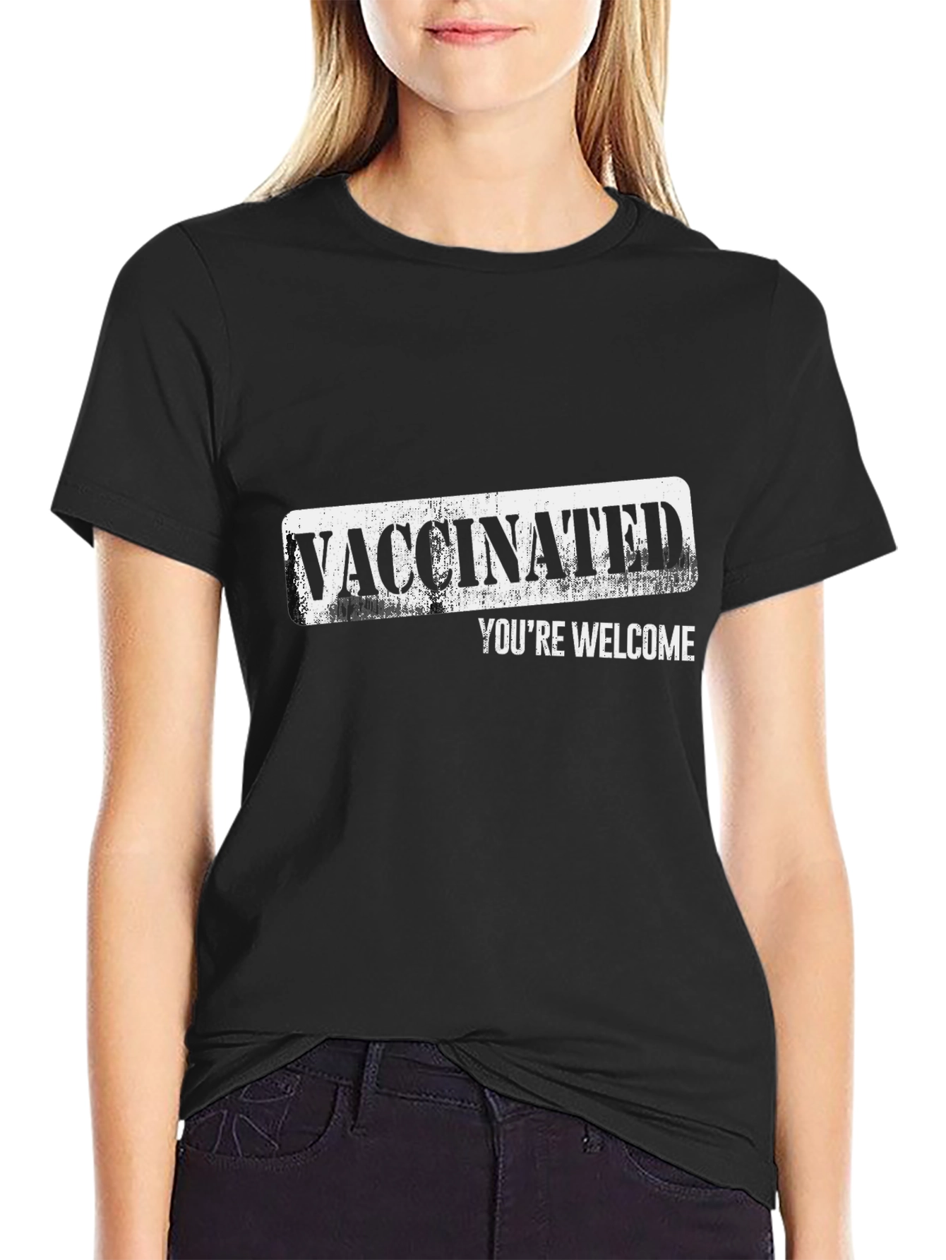 Black Vaccinated You're Welcome Graphic T-Shirt view 2