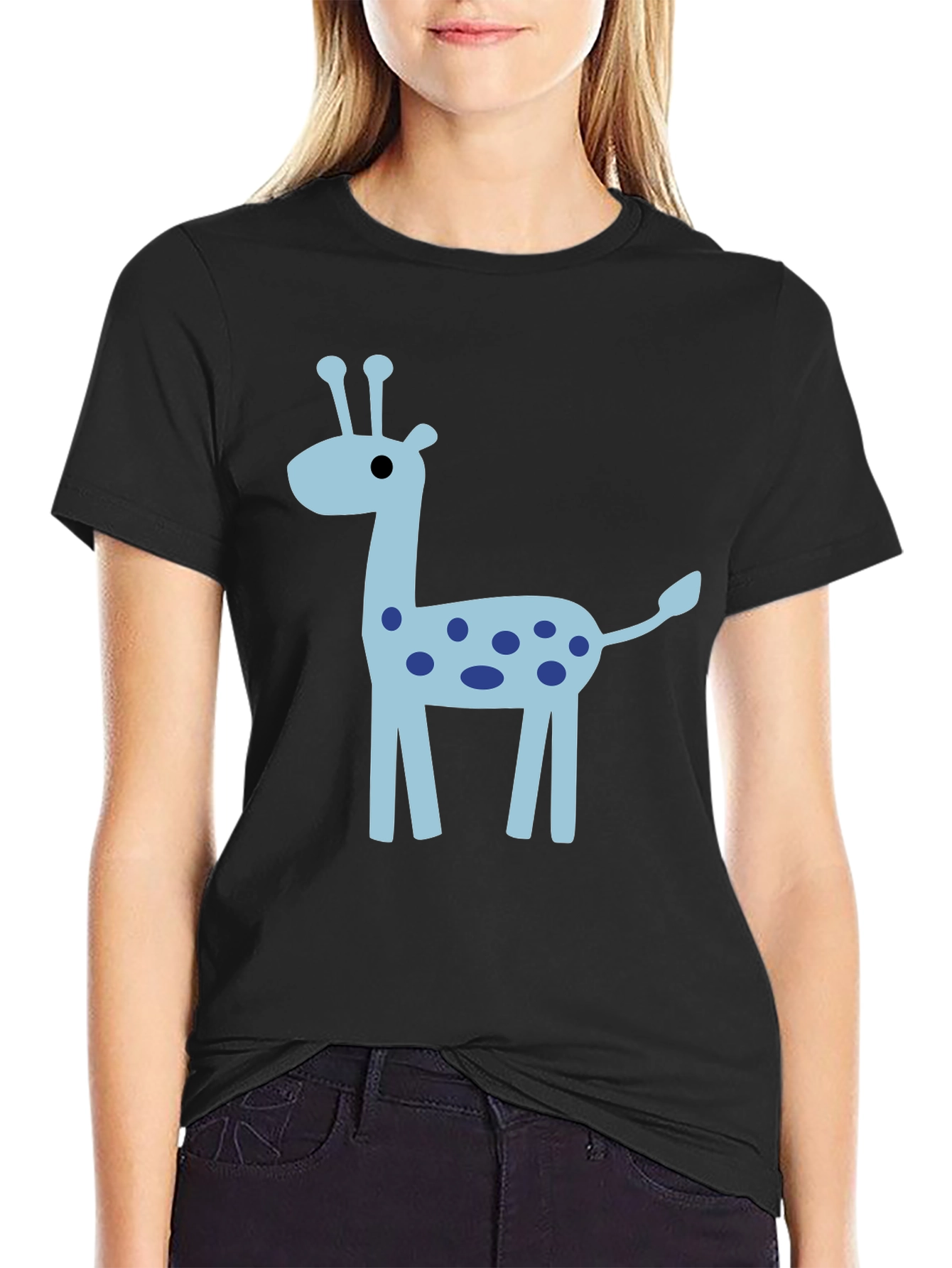 Black Giraffe Graphic Tee - Fun Novelty T-Shirt view 2
