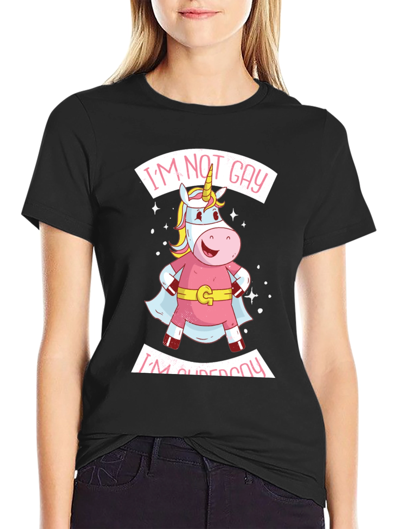 Black I'm Superpony T-Shirt - Unicorn Graphic Tee view 2