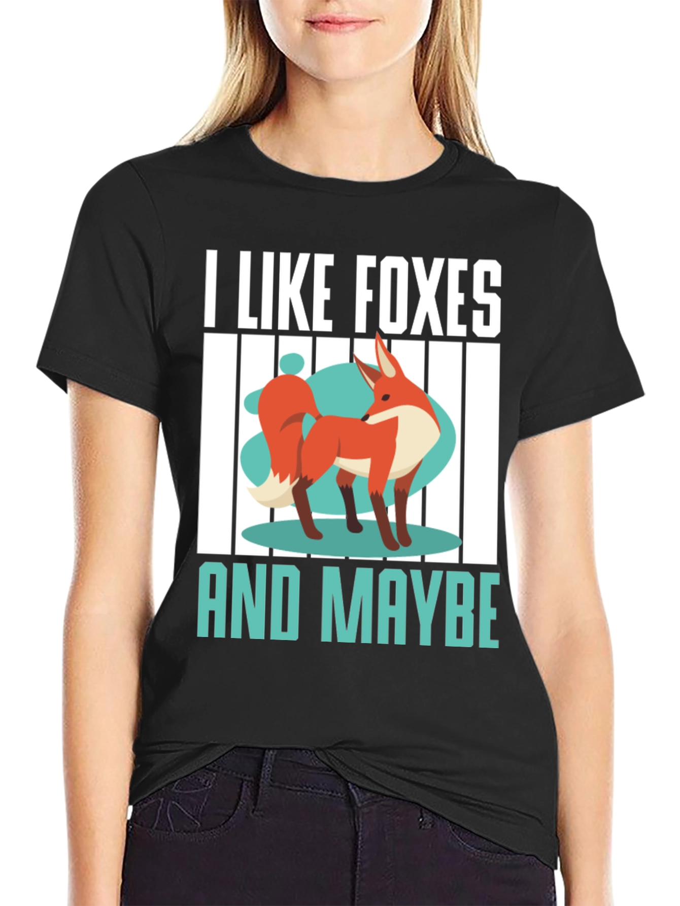 Black I Like Foxes And Maybe T-Shirt view 2