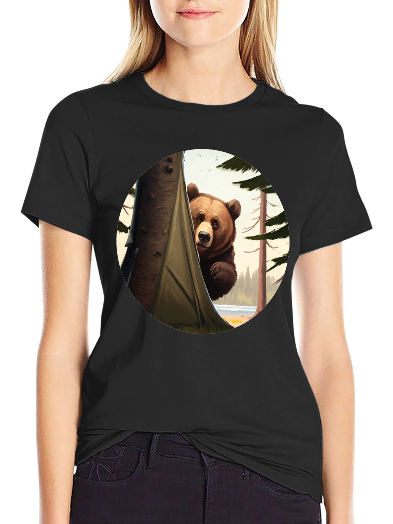 Black Peek-a-Bear Black Graphic Tee view 2