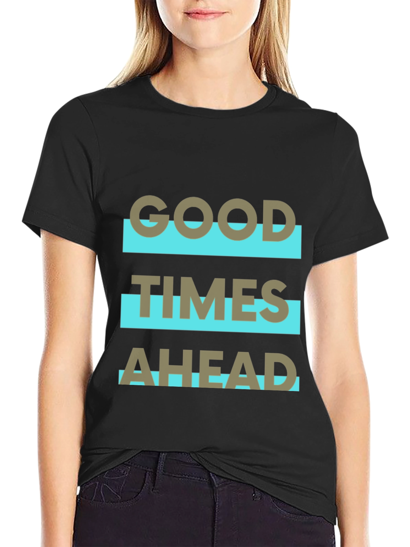 Black Good Times Ahead Graphic Tee - Stylish Comfort view 2