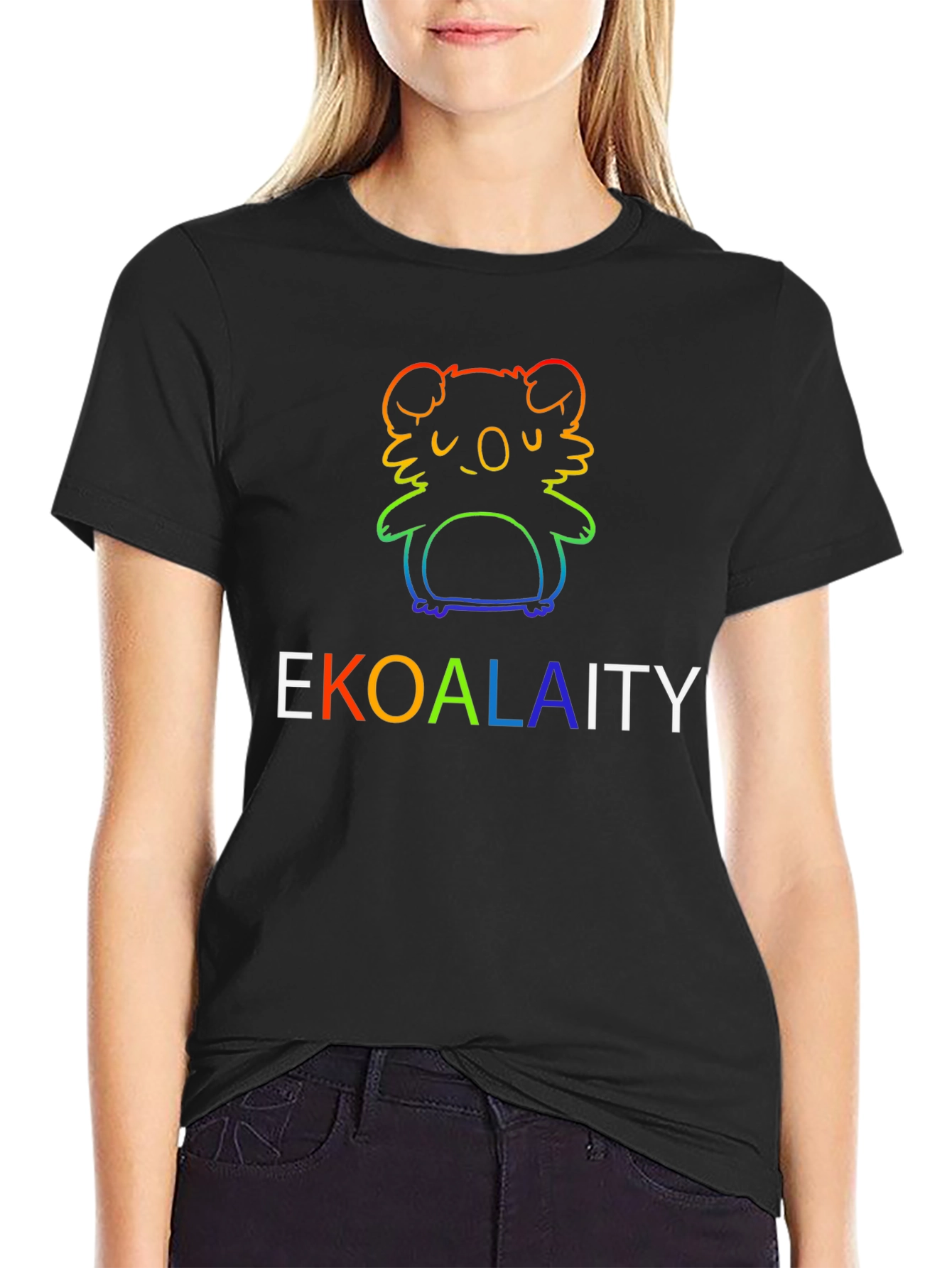 Black EKOALAITY Rainbow Graphic T-Shirt view 2