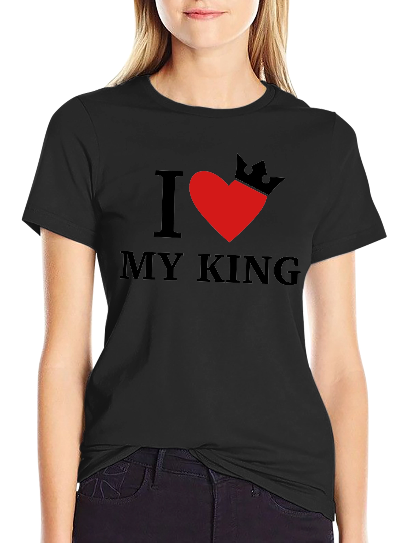 Black I Heart My King Graphic Tee - Soft Cotton Blend view 2