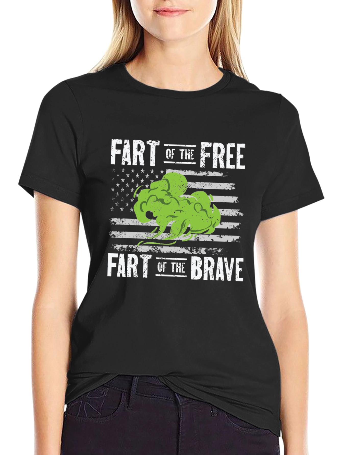 Black Fart of the Free T-Shirt - Patriotic Funny Tee view 2