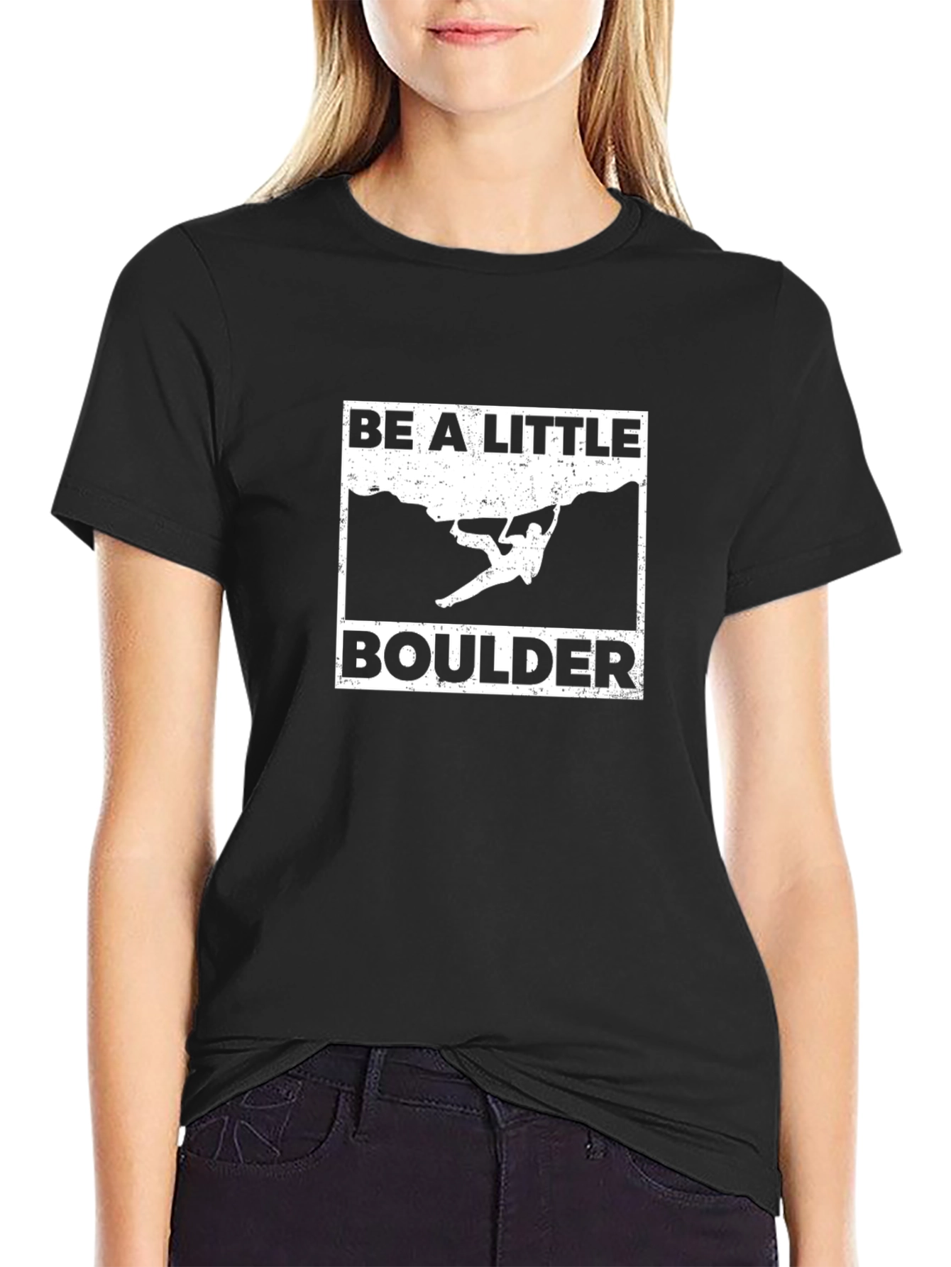 Black Be a Little Boulder T-Shirt - Rock Climbing view 2