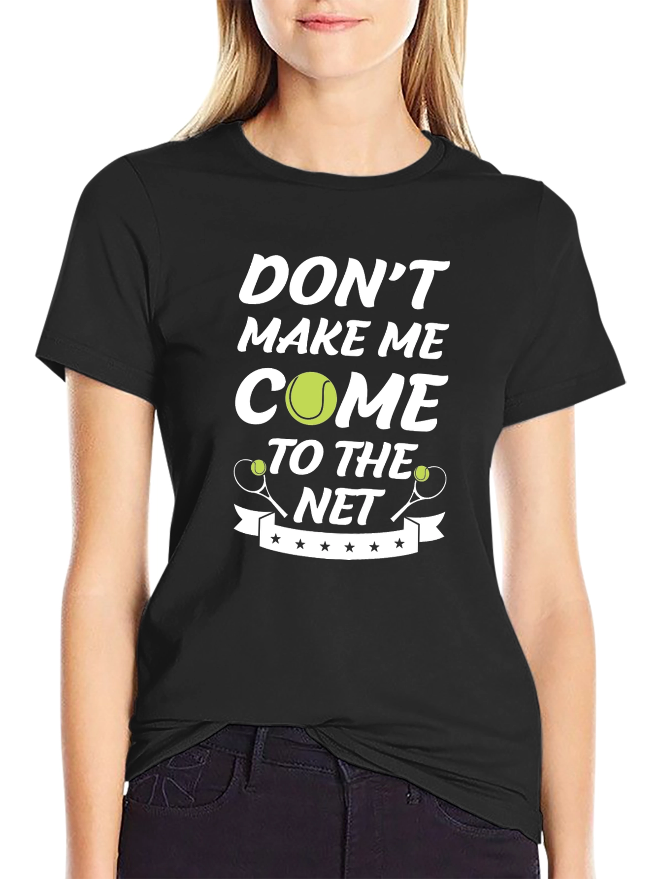 Black Tennis T-Shirt - Don't Make Me Come To The Net view 2